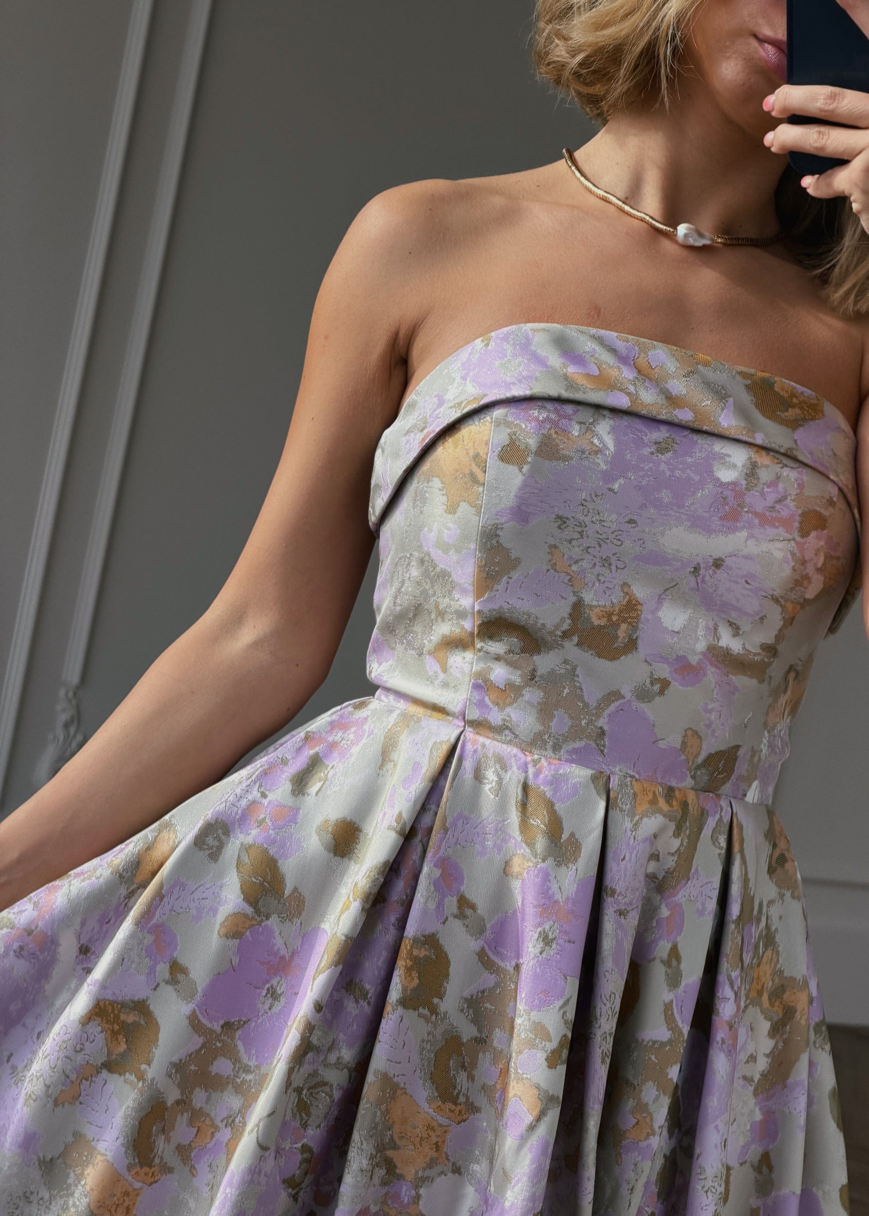 Anastelle Strapless Jacquard Dress - Image 5