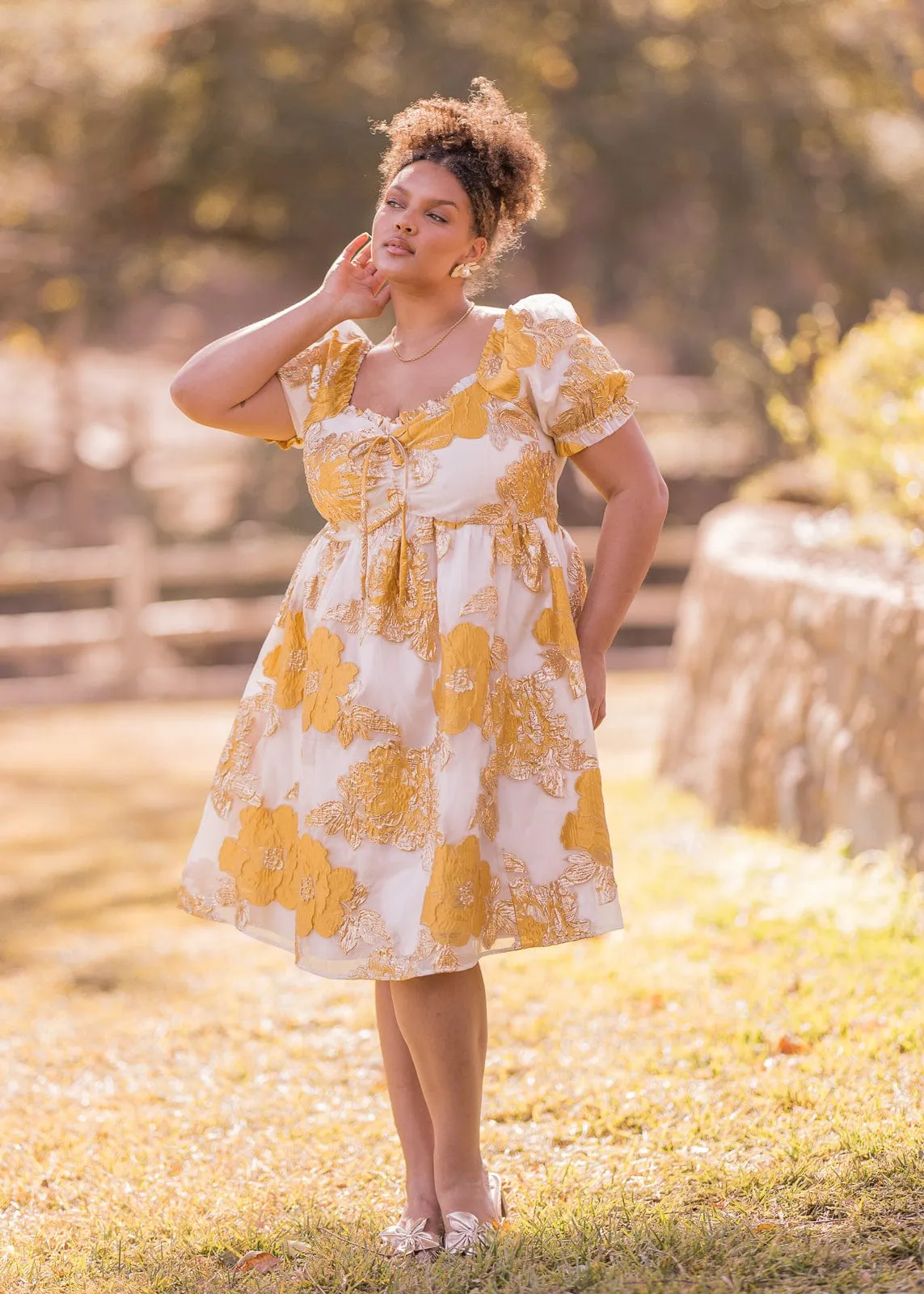 Beaumont Cream Gold Dress - Image 8