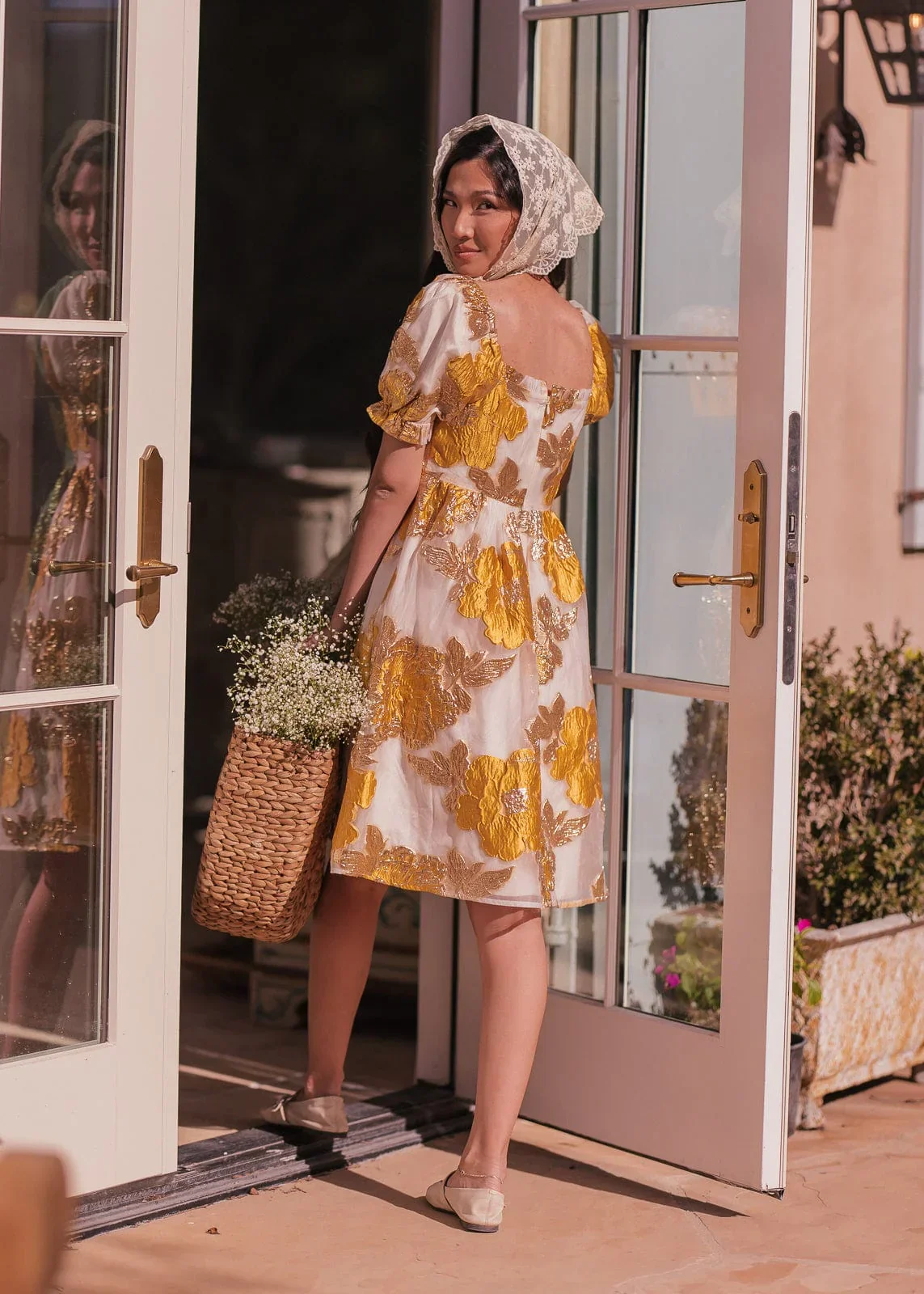 Beaumont Cream Gold Dress - Image 9