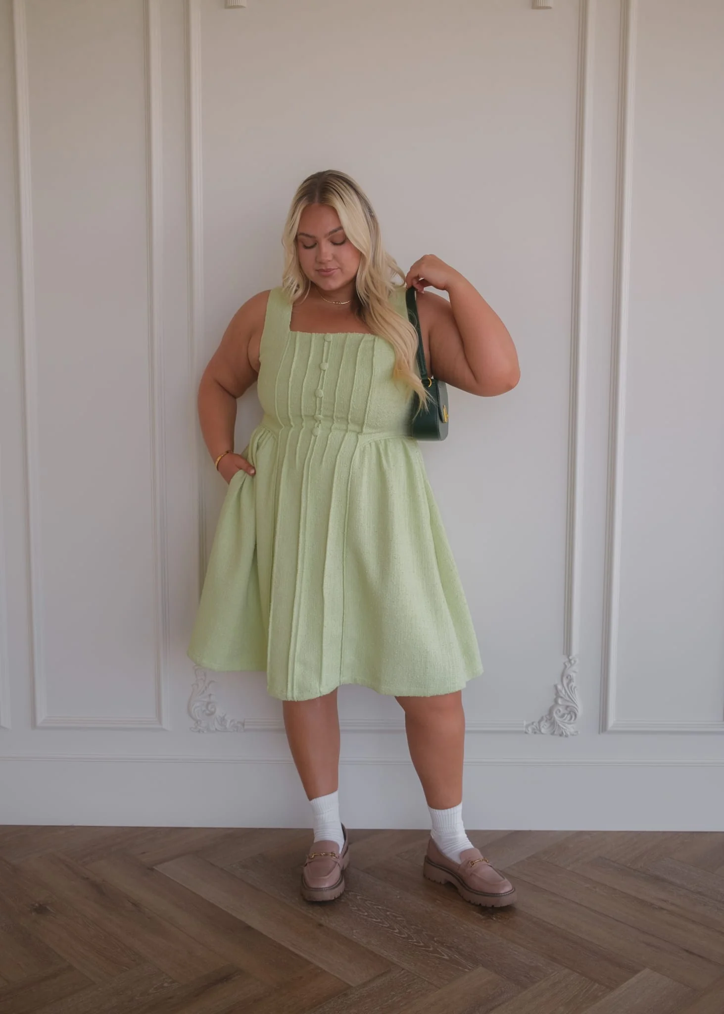 Waldorf Tweed Boucle Dress - Green