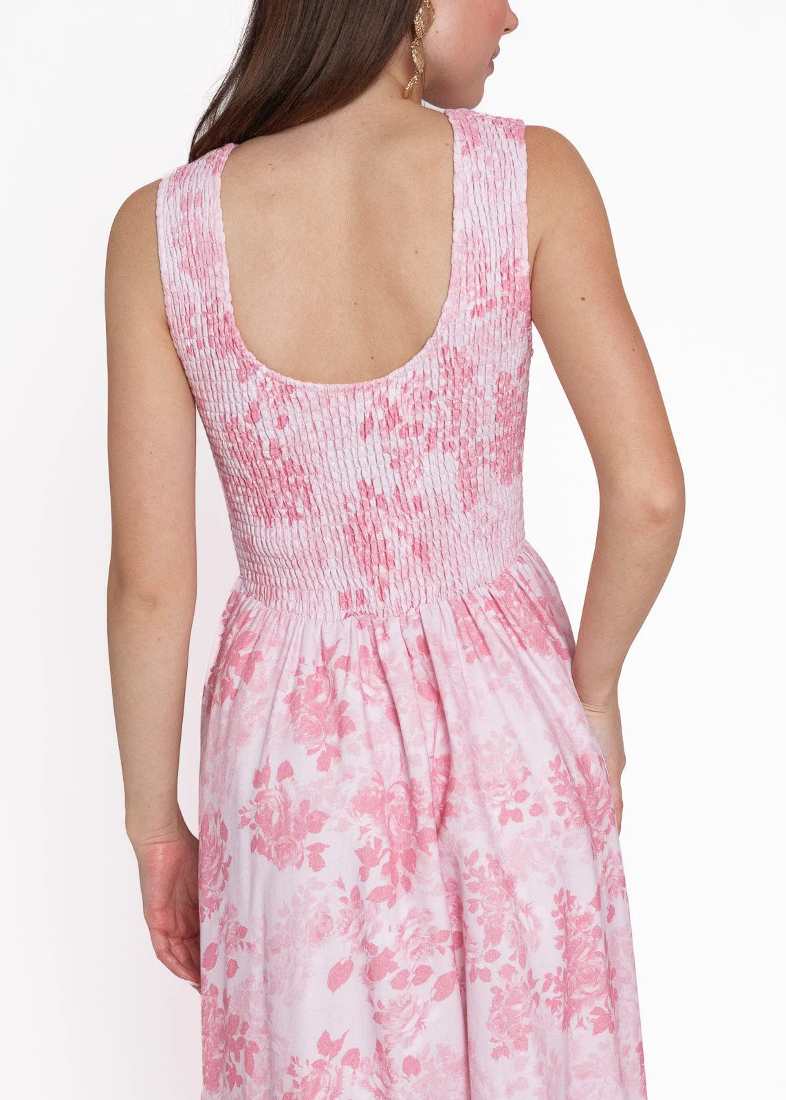 Camille Smocked Floral Maxi Dress - Pink - Image 5
