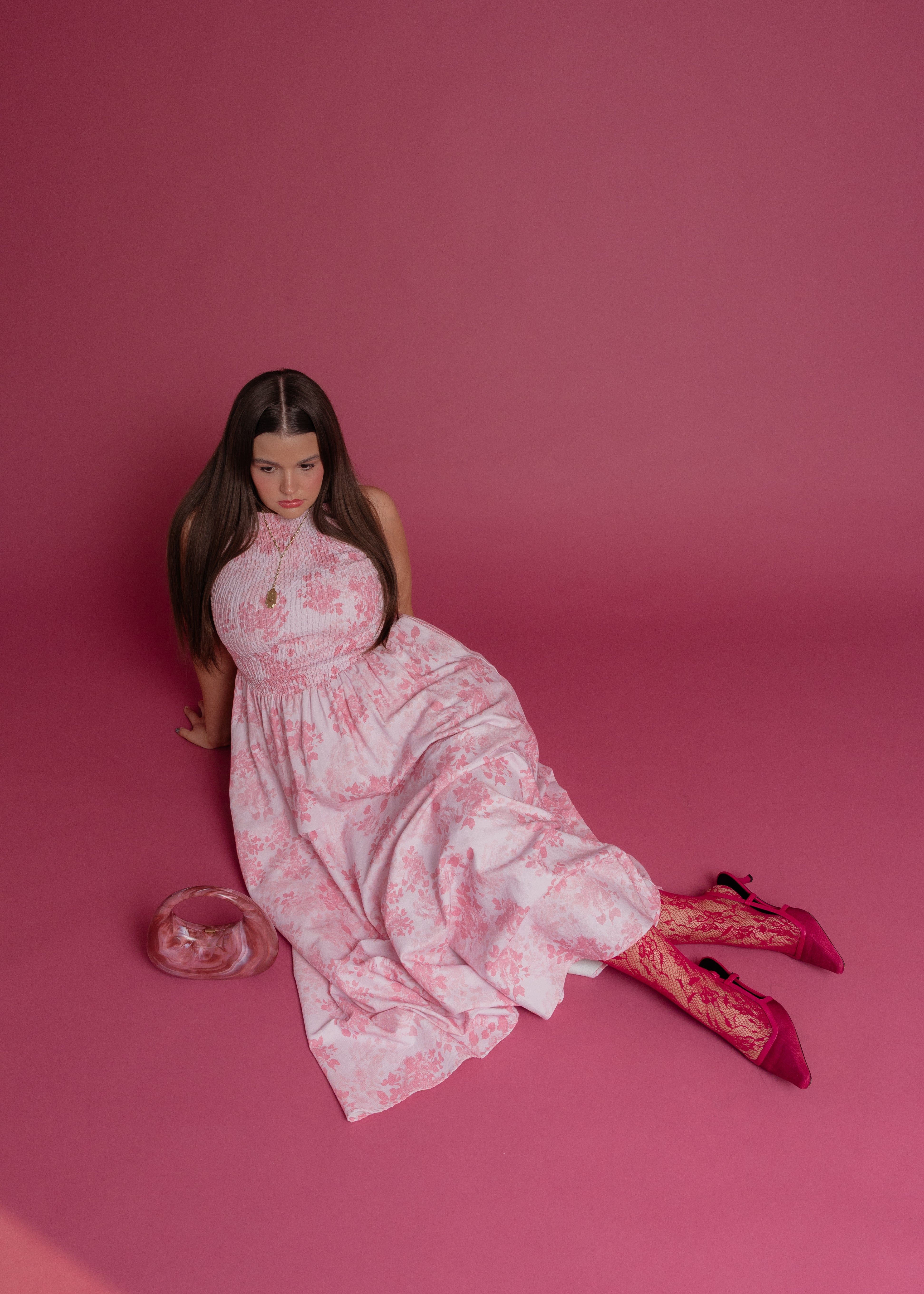 Camille Smocked Floral Maxi Dress - Pink - Image 8