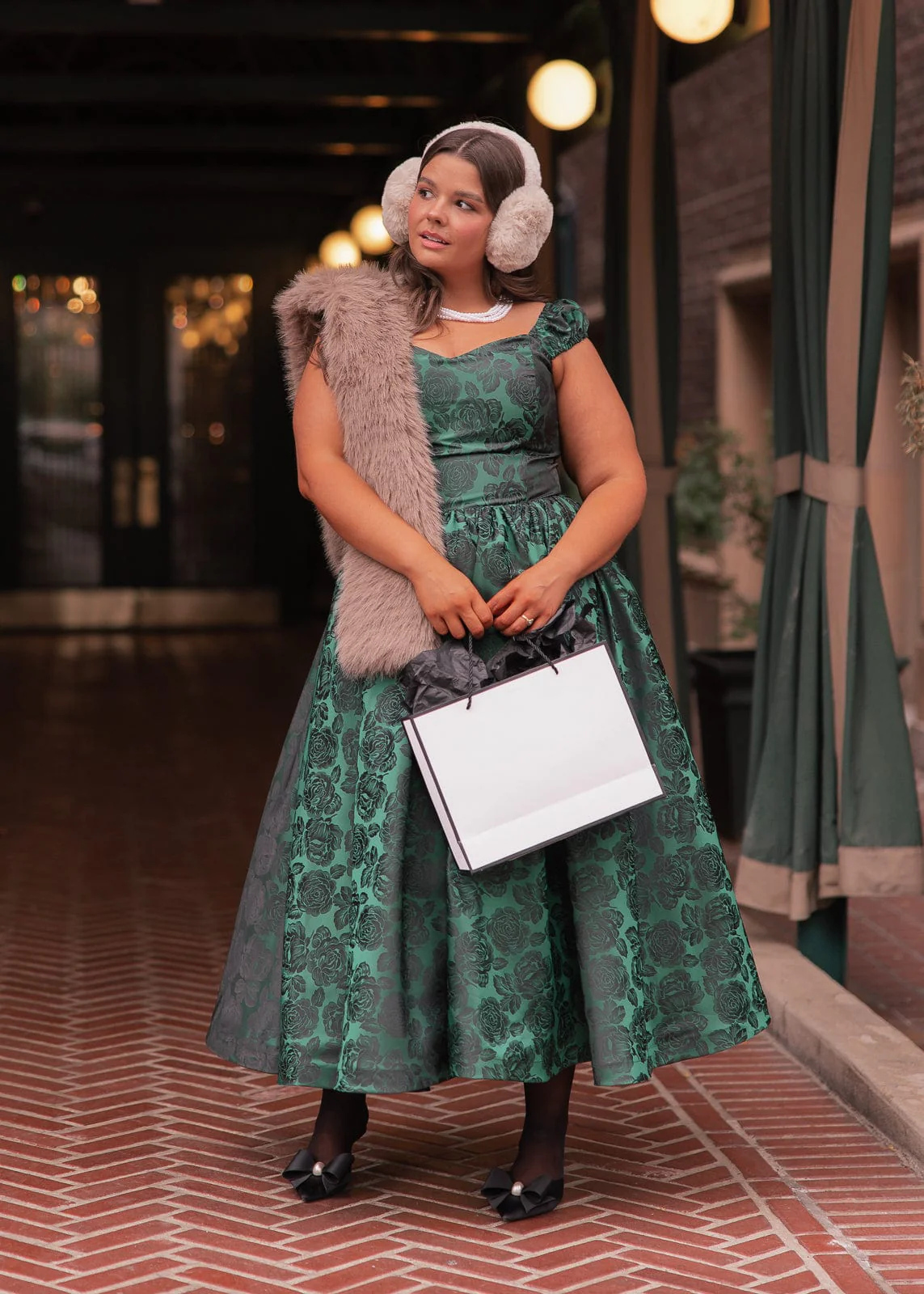 Campbell Floral Print Corset Midi Dress - Green - Image 3