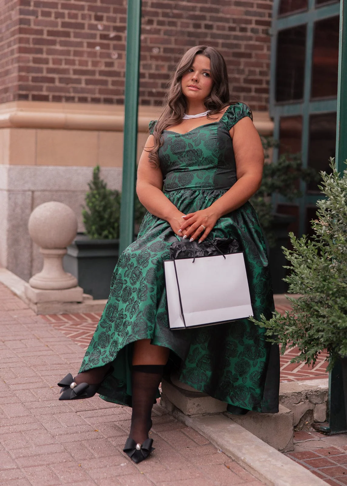 Campbell Floral Print Corset Midi Dress - Green - Image 9