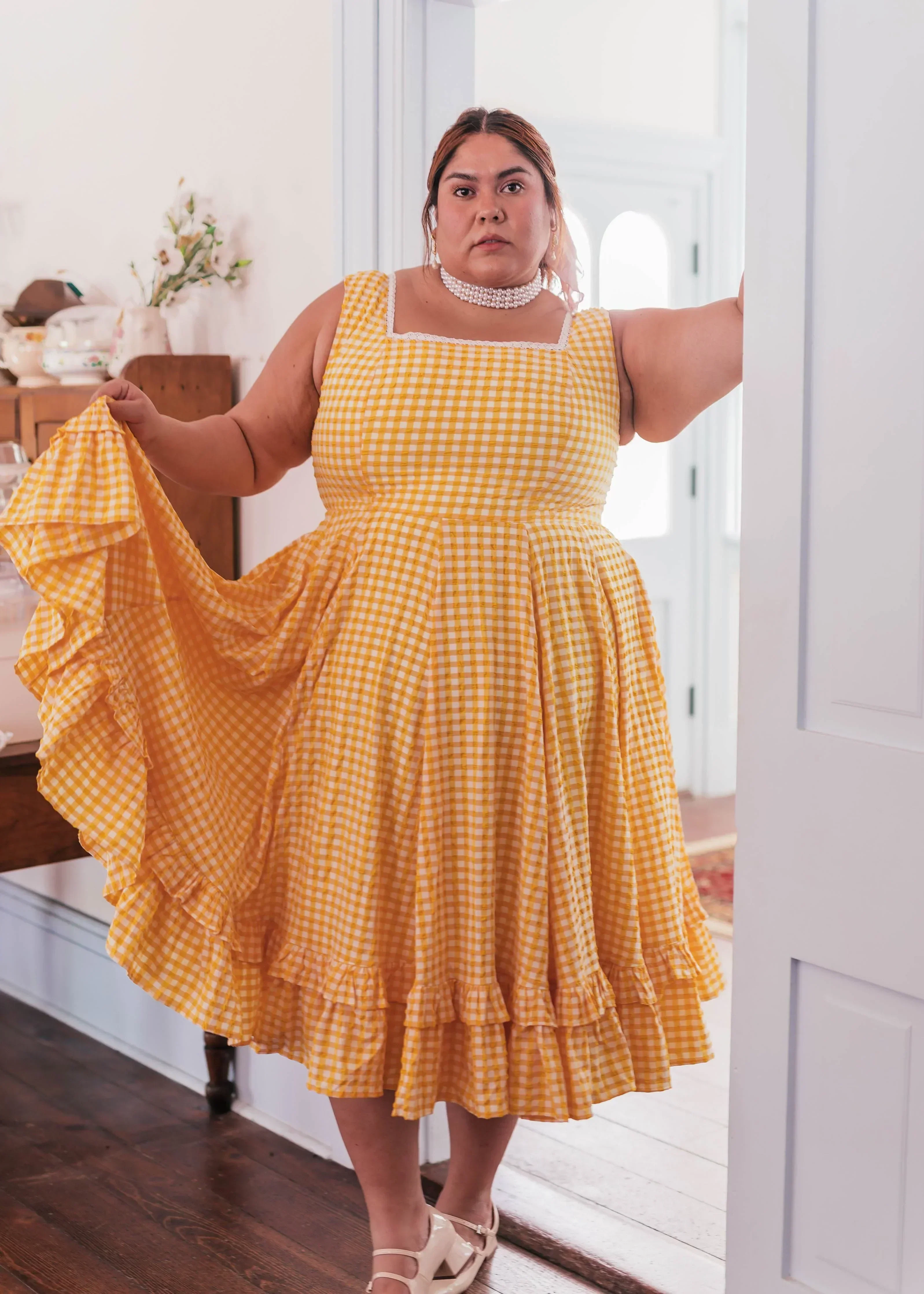 Daze Dress Yellow Gingham - Image 3