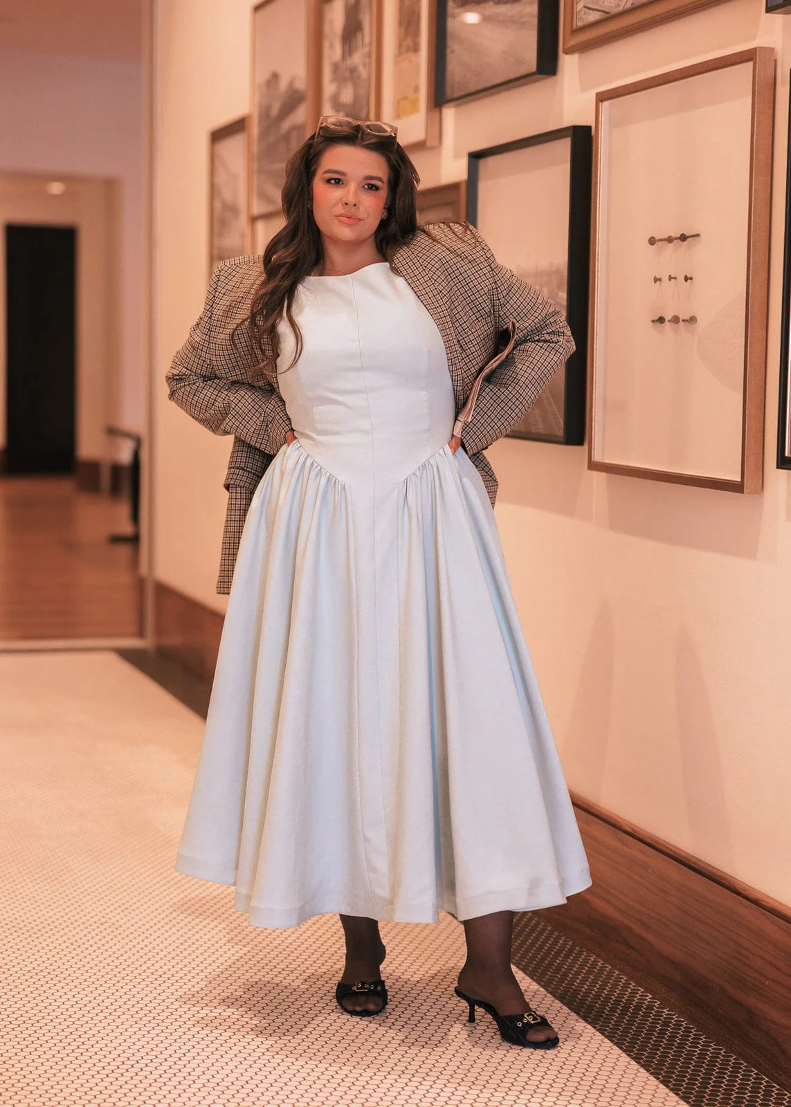 Diana Drop Waist Keyhole Back Dress - Light Blue - Image 13