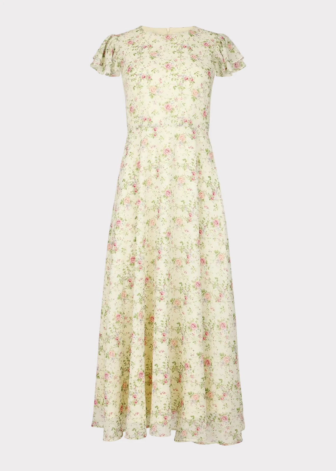 Elodie A-line Floral Midi Dress - Cream - Image 2