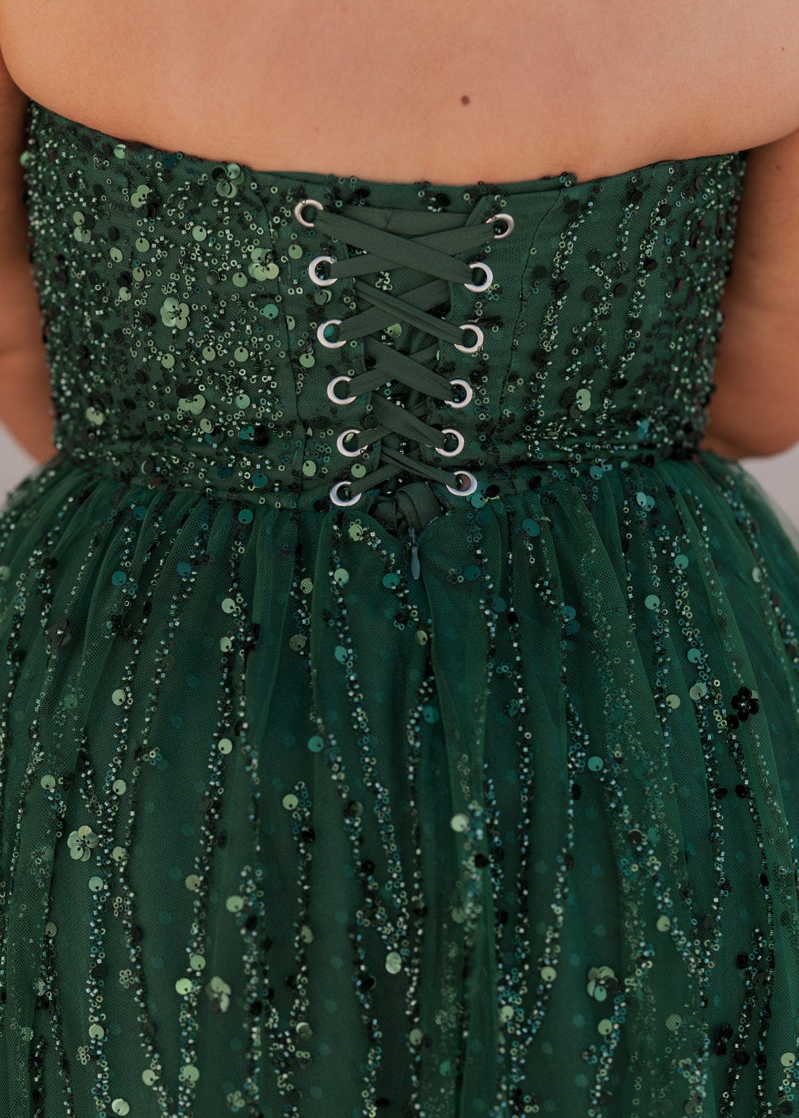Elphie Strapless Sequin Corset Midi Dress - Green - Image 5