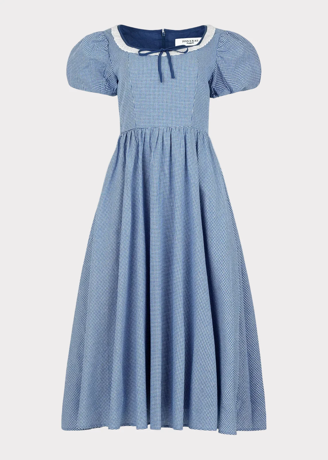 Giselle Micro Gingham Print Dress - Blue - Image 2