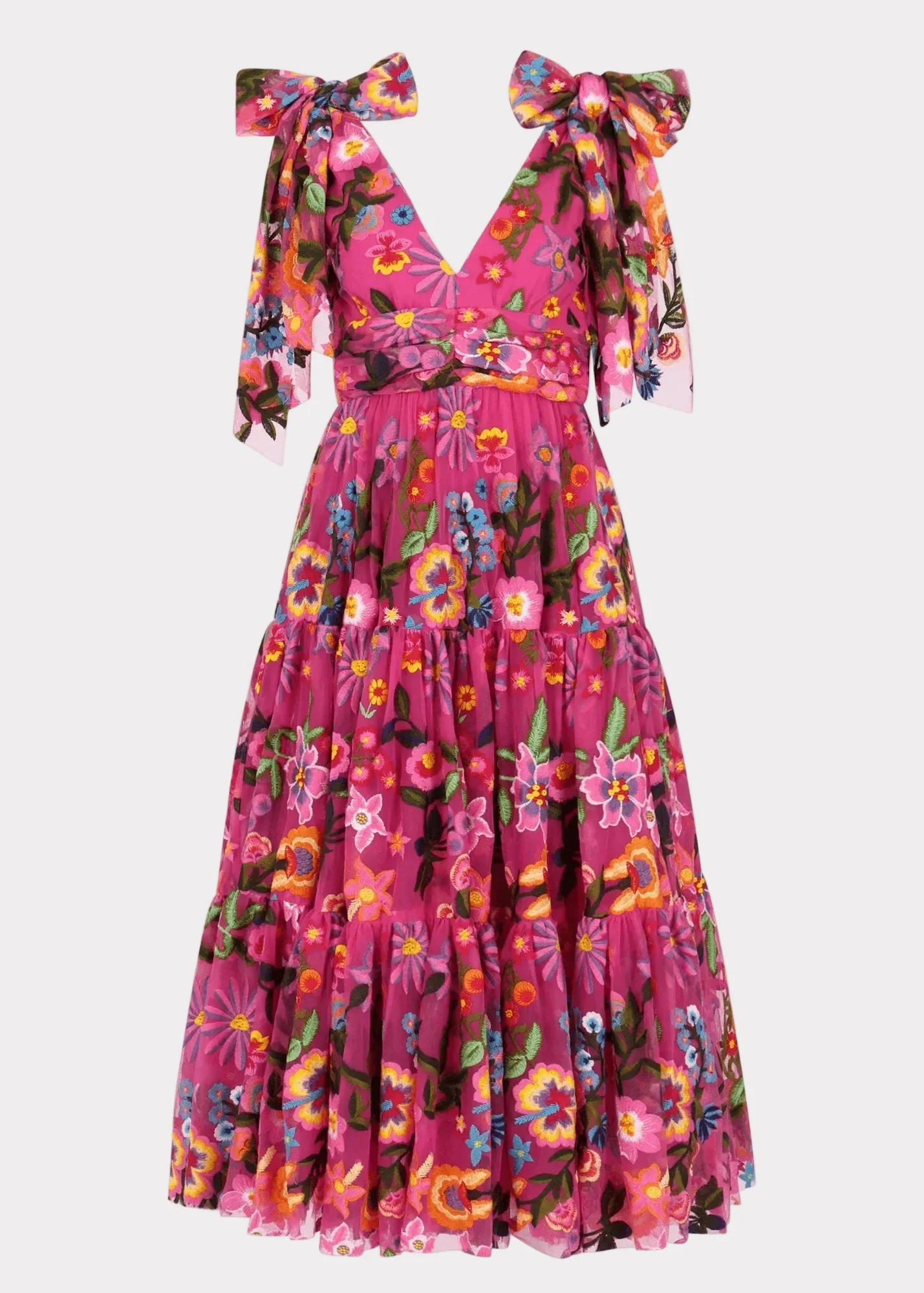 Hibiscus Sleeveless Empire Waist Midi Dress - Image 2