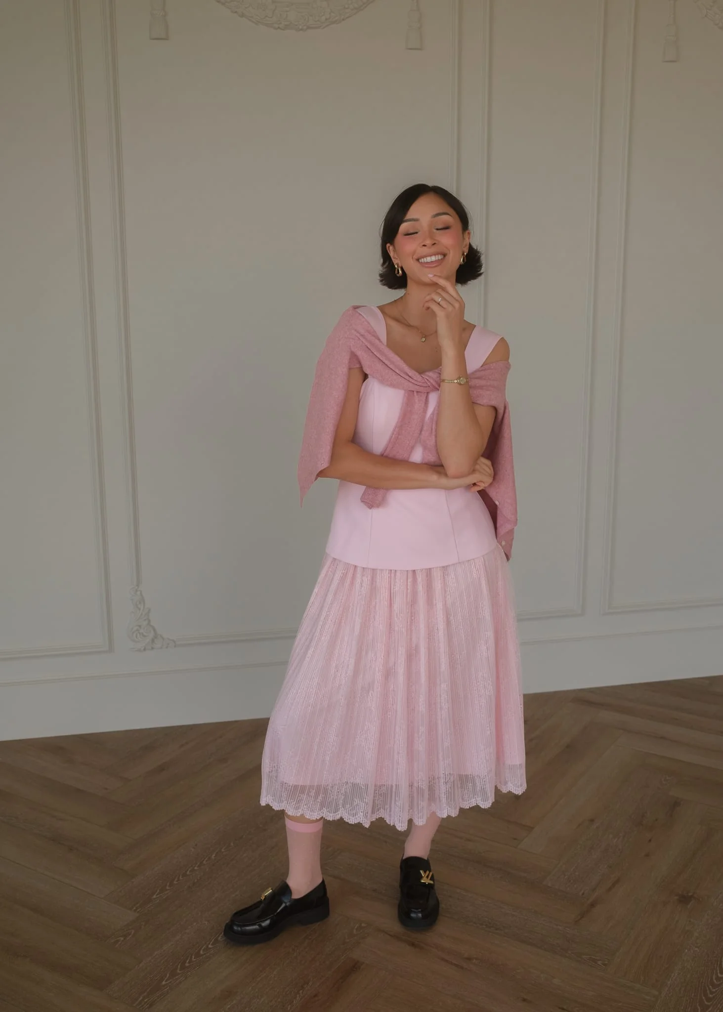 Jackie Peplum Belted Dress - Pink - Image 9
