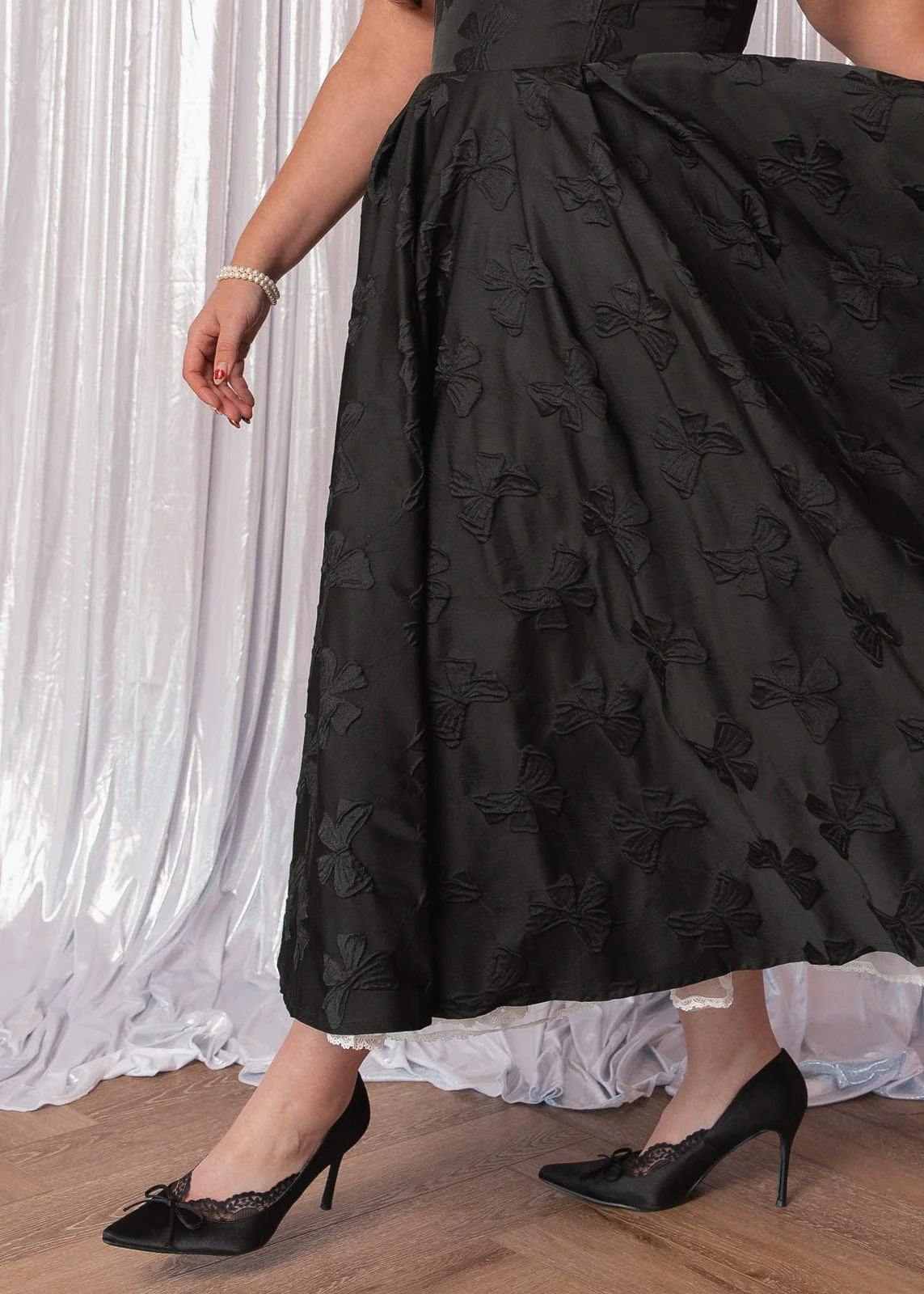 Kelly A-line Jacquard Midi Dress - Black - Image 13