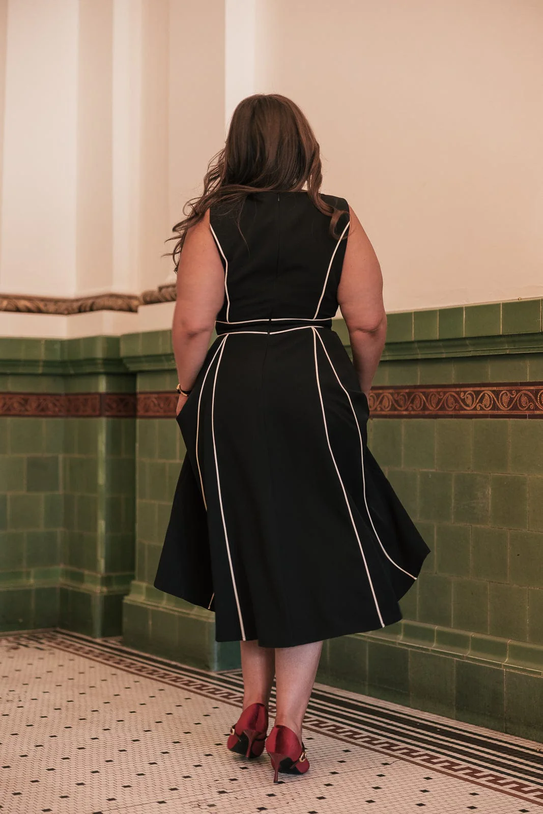 Vivienne Box Pleat Dress - Black - Image 6