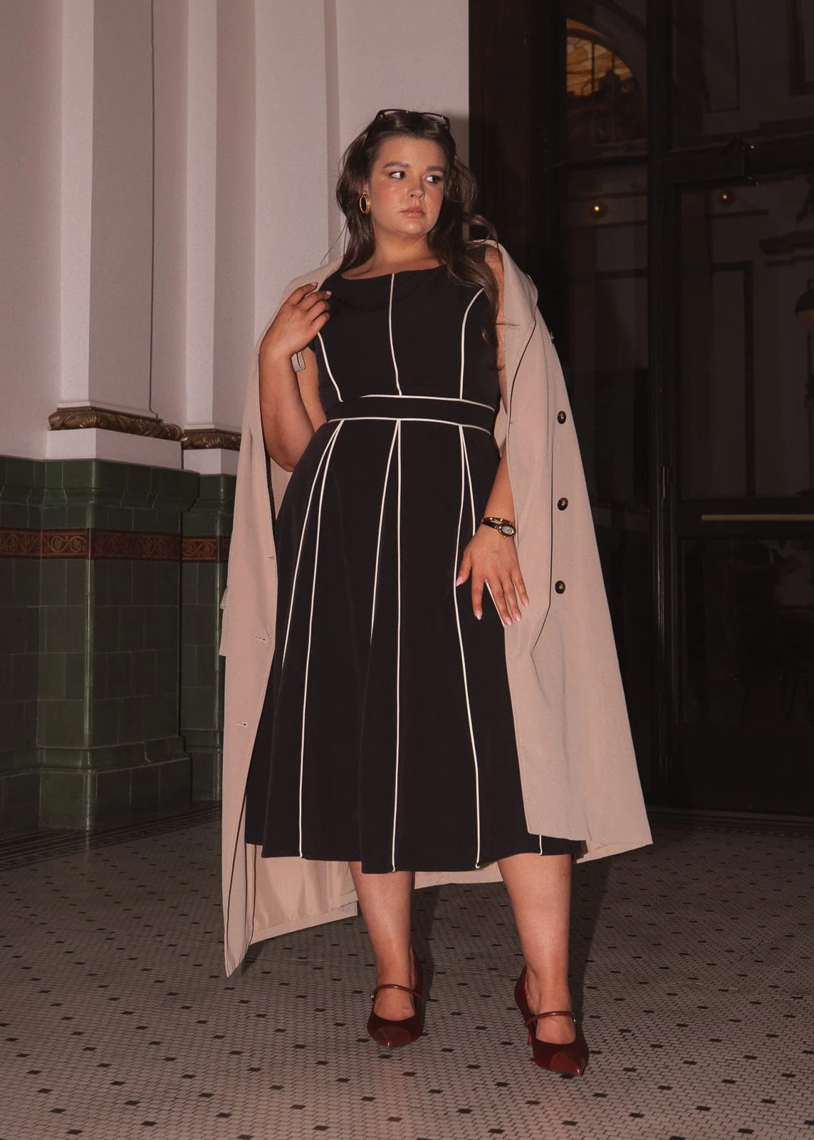 Vivienne Box Pleat Dress - Black - Image 8