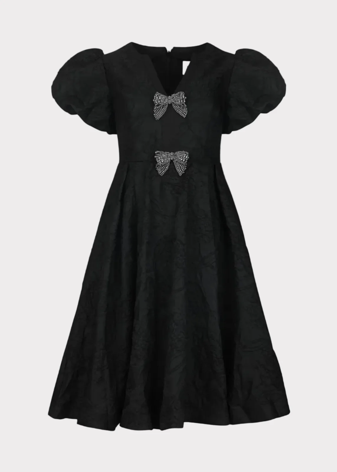 Lennon Jacquard Knee Length Dress - Black - Image 2