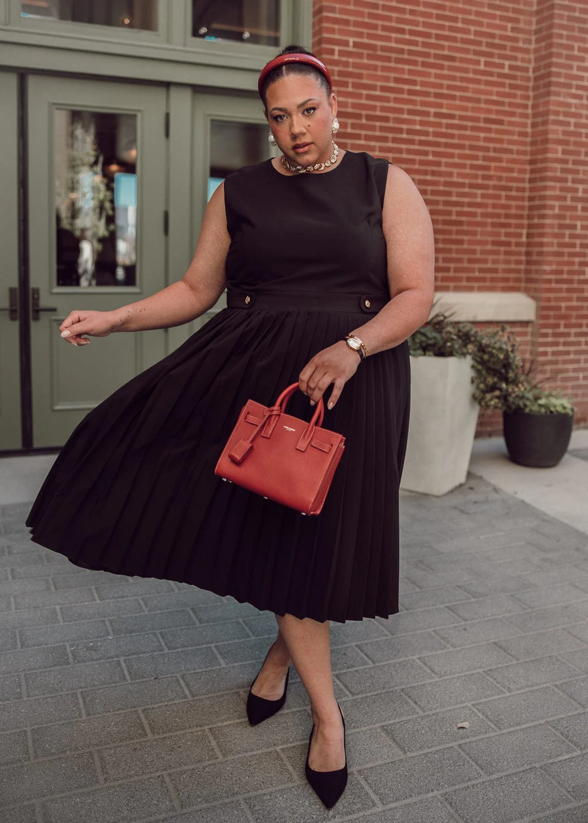 Presley Pleated Pencil Dress - Black - Image 11