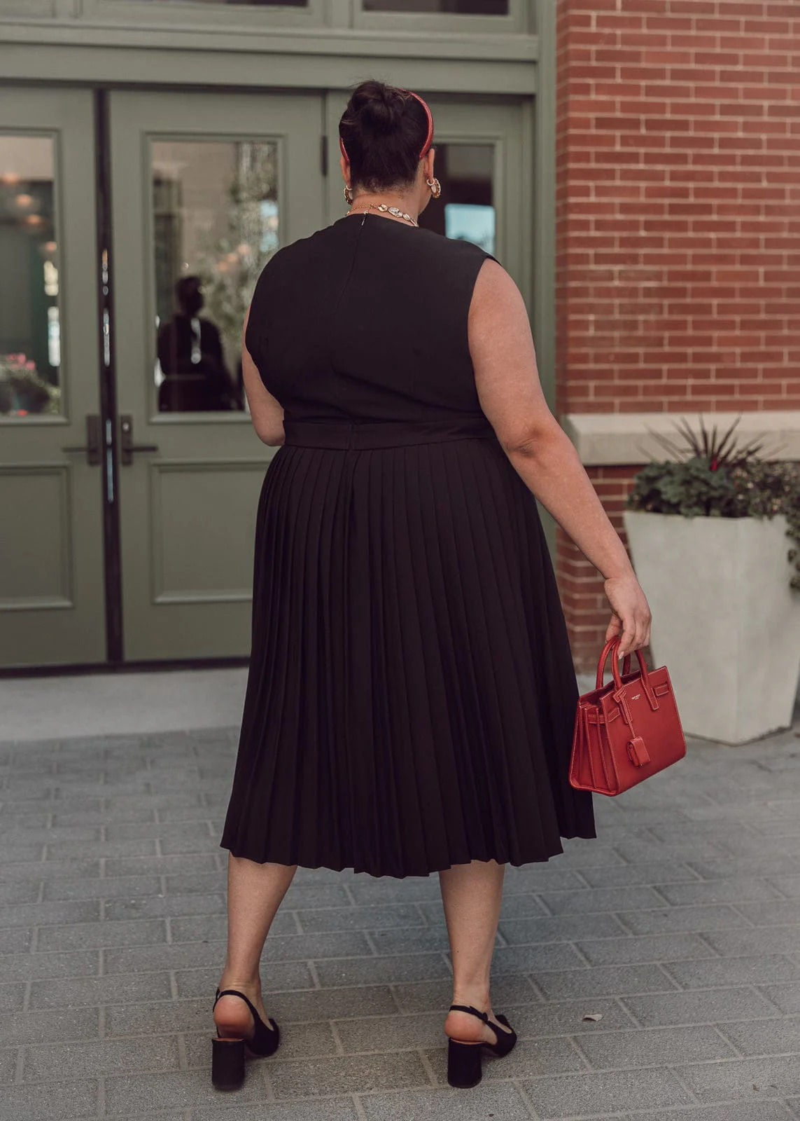 Presley Pleated Pencil Dress - Black - Image 9