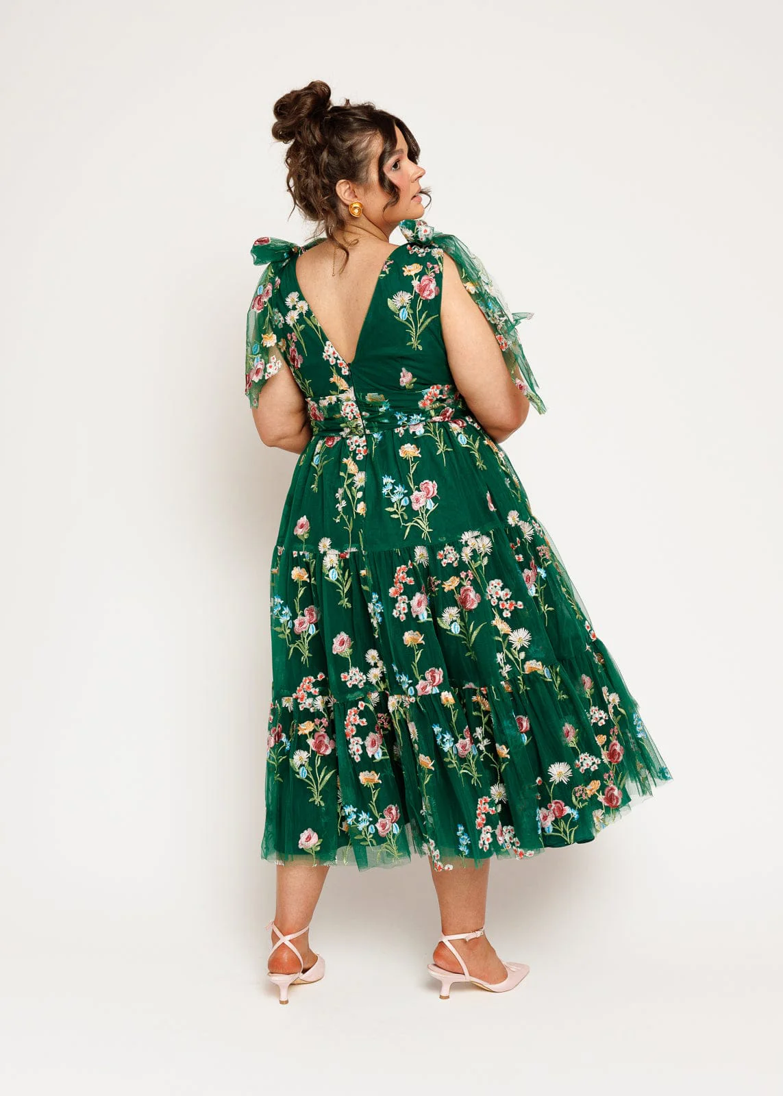 Margaret Floral Midi Dress Emerald - Image 4