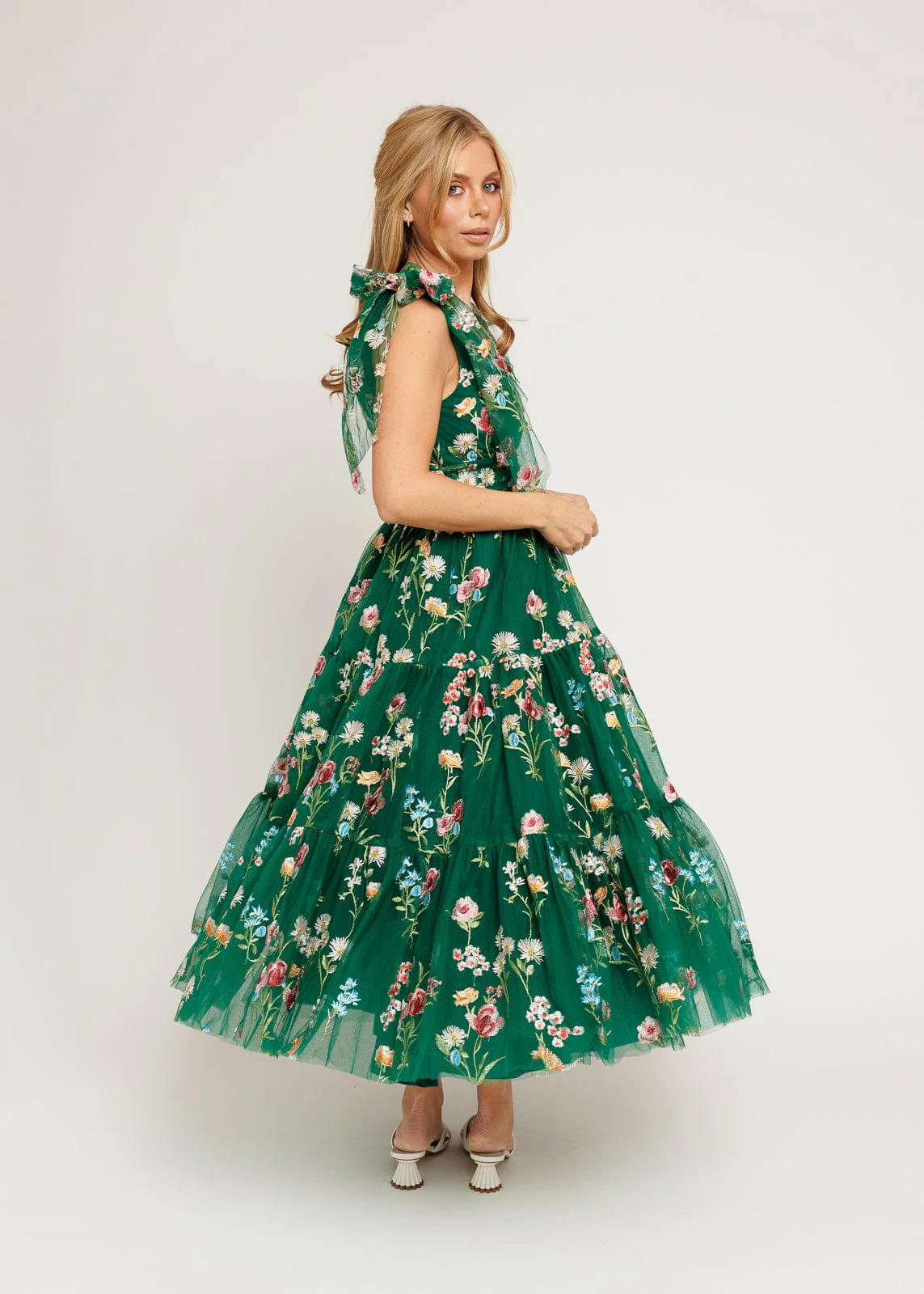 Margaret Floral Midi Dress Emerald - Image 5