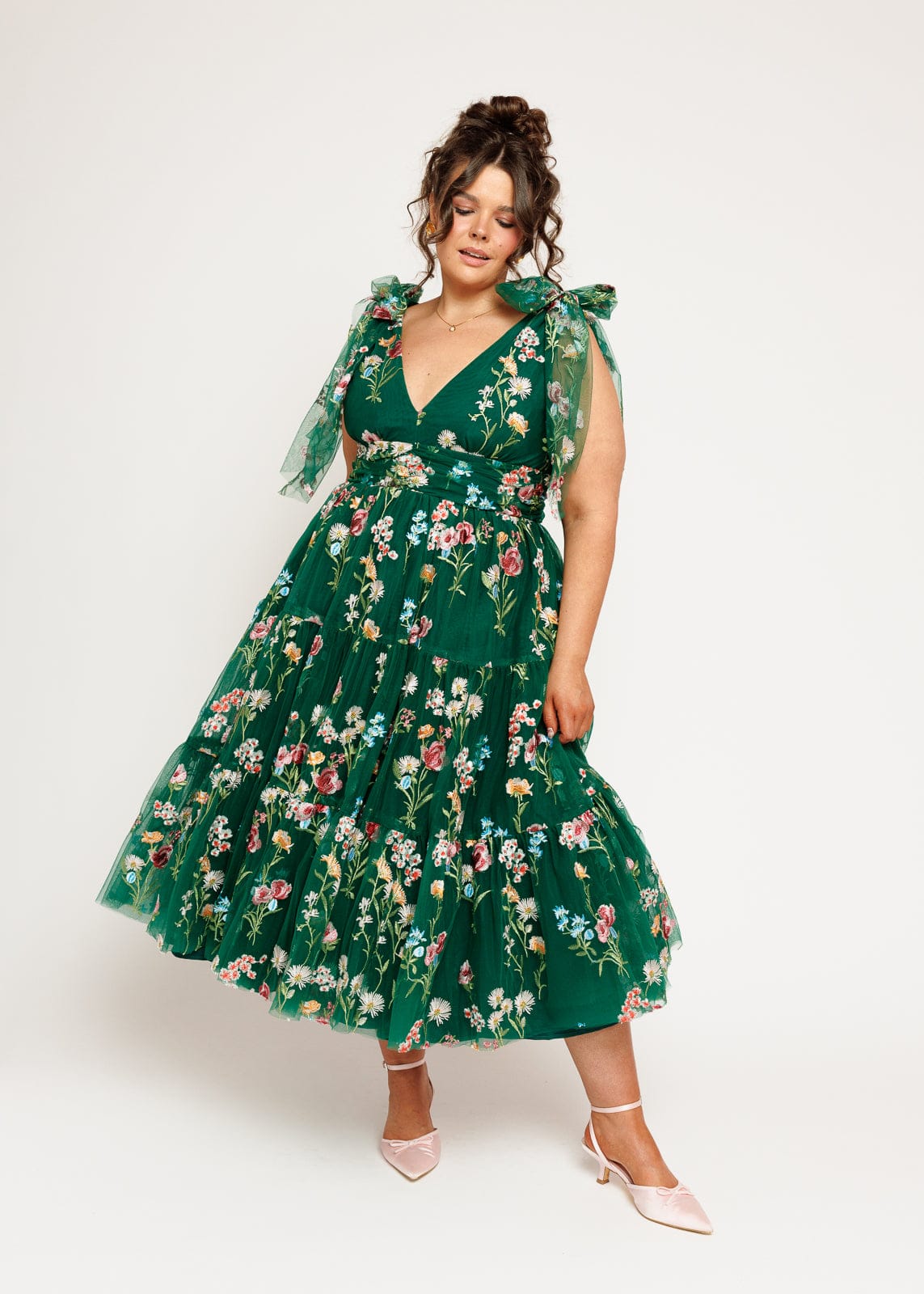 Margaret Floral Midi Dress Emerald - Image 7