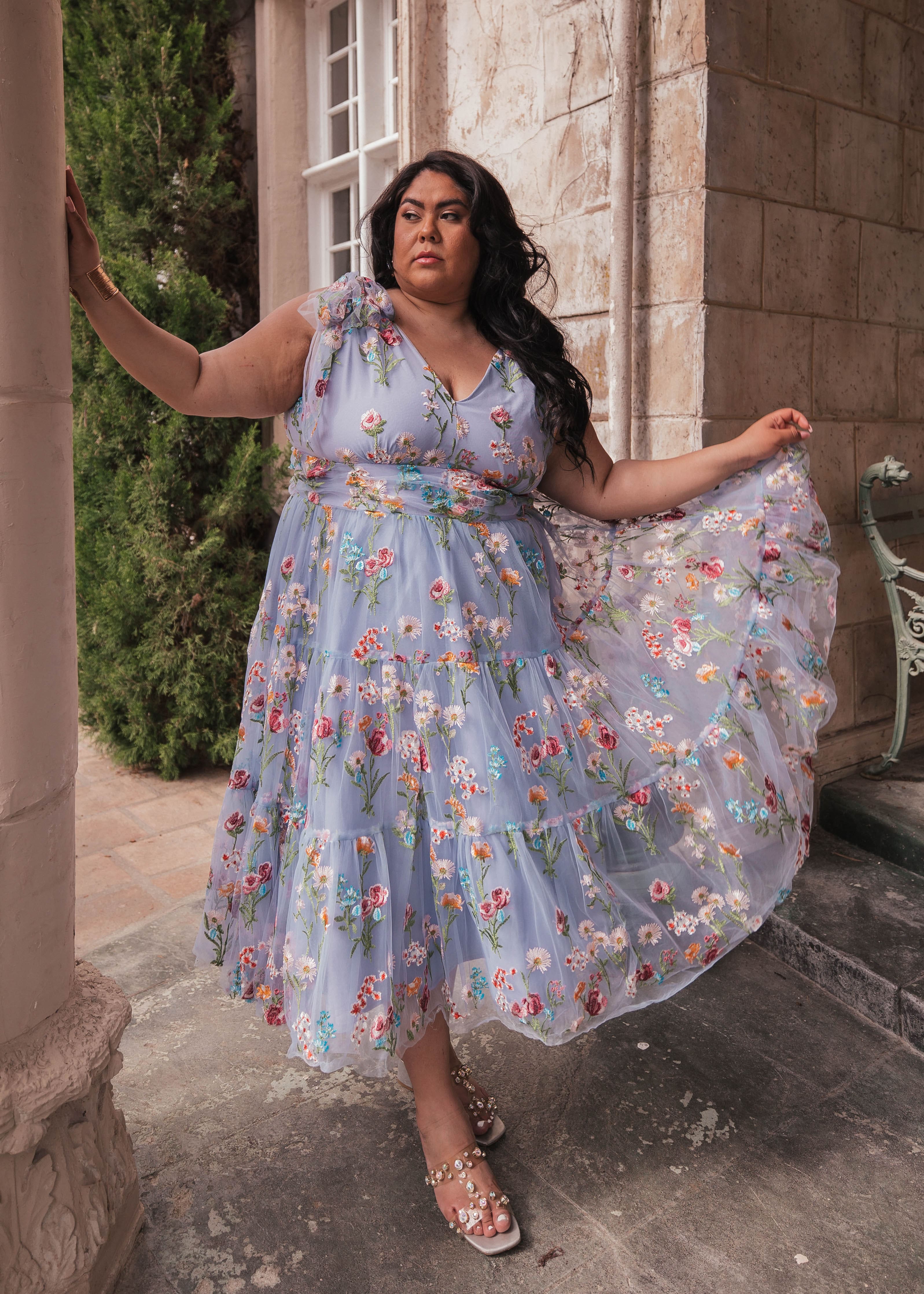 Margaret Floral Midi Dress Blue - Image 10