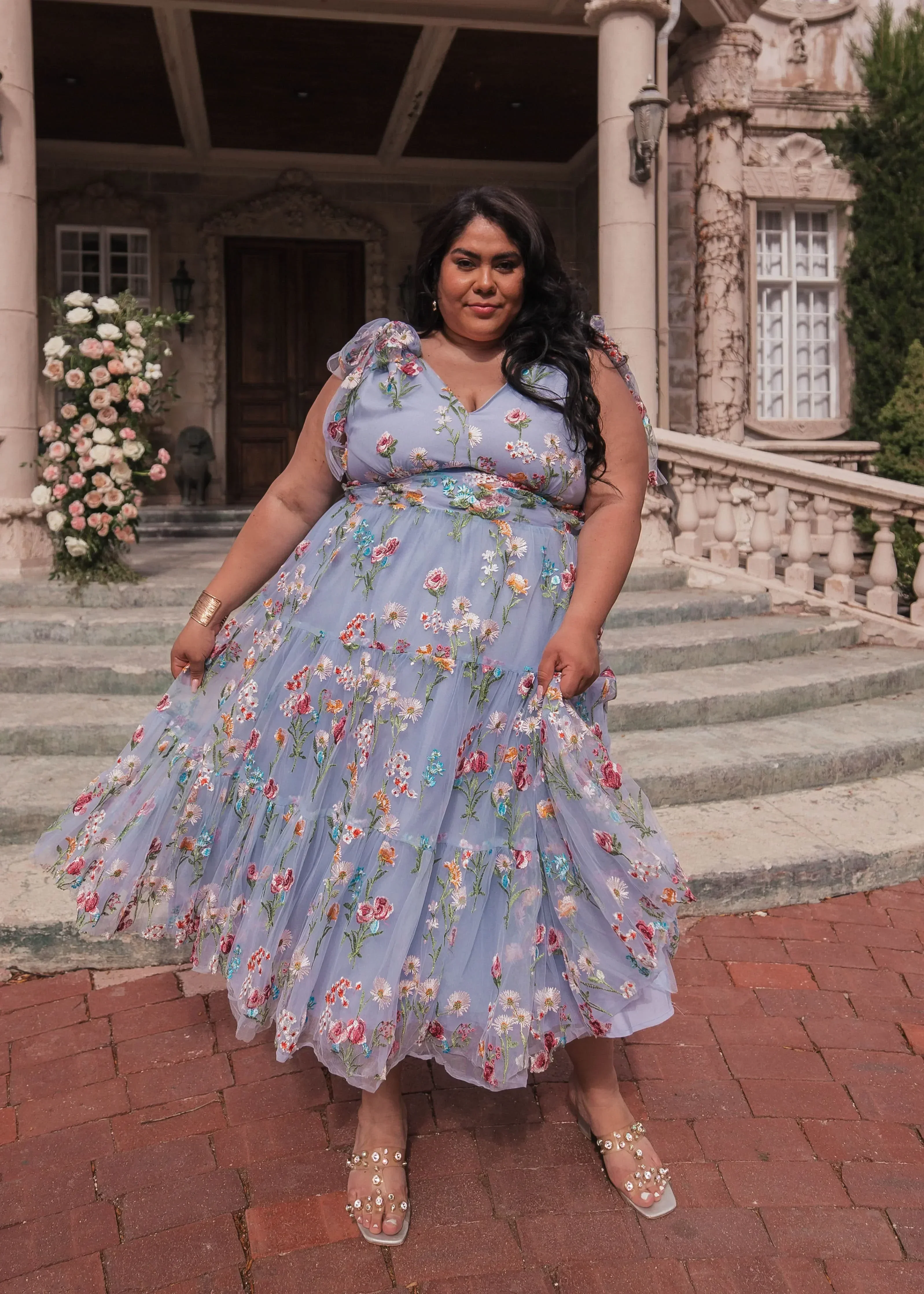Margaret Floral Midi Dress Blue - Image 8