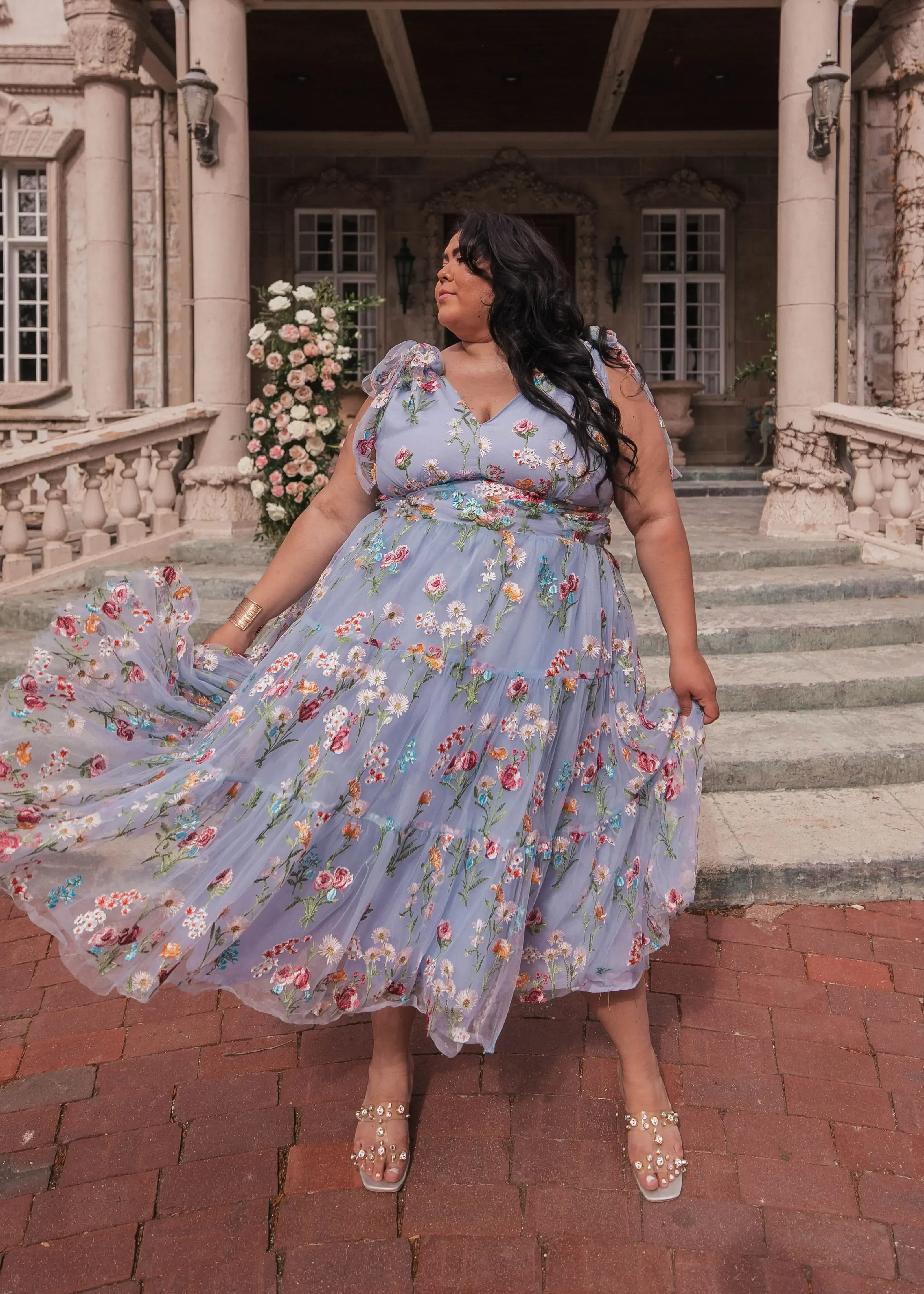 Margaret Floral Midi Dress Blue - Image 9