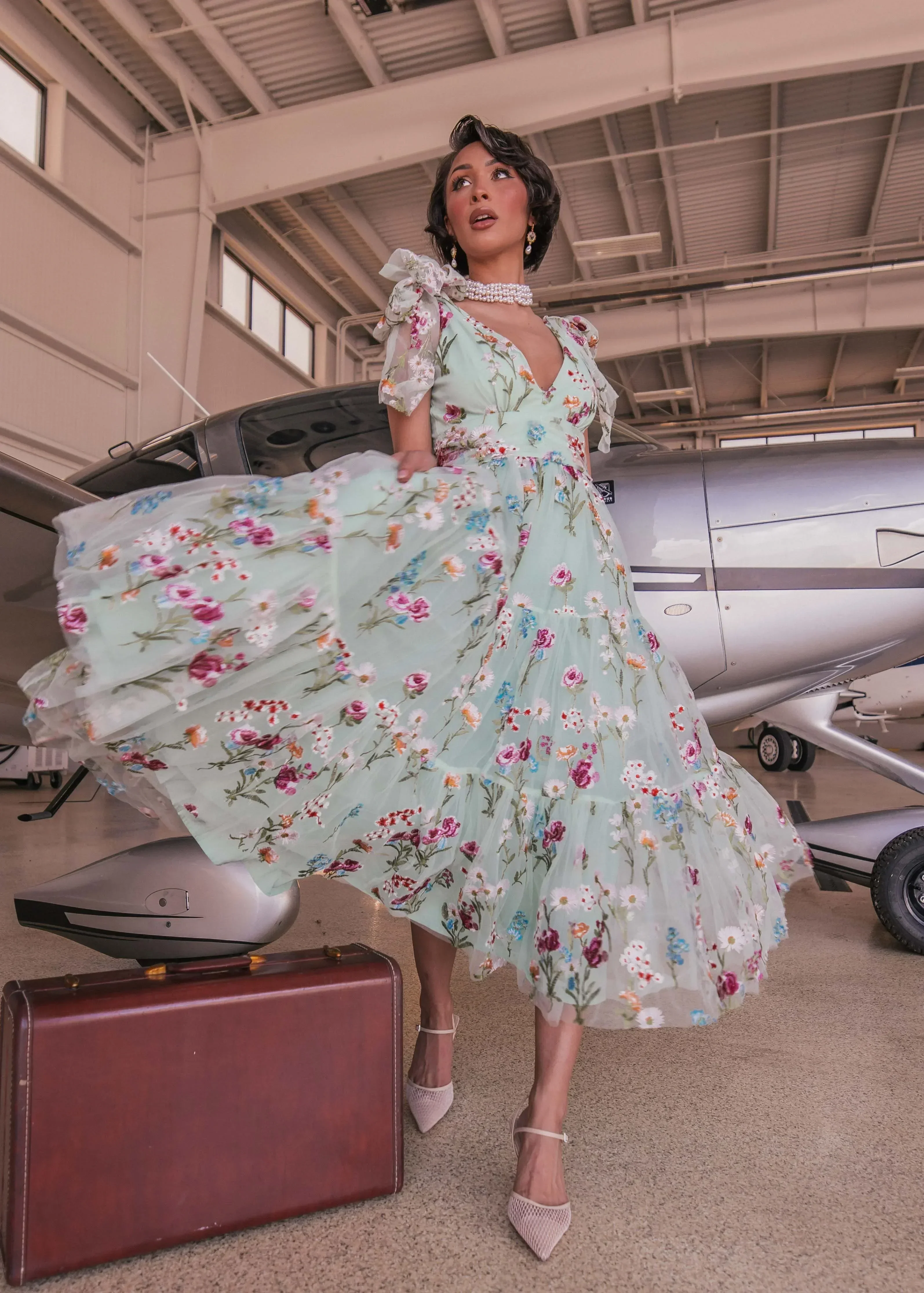 Margaret Floral Midi Dress Green - Image 11