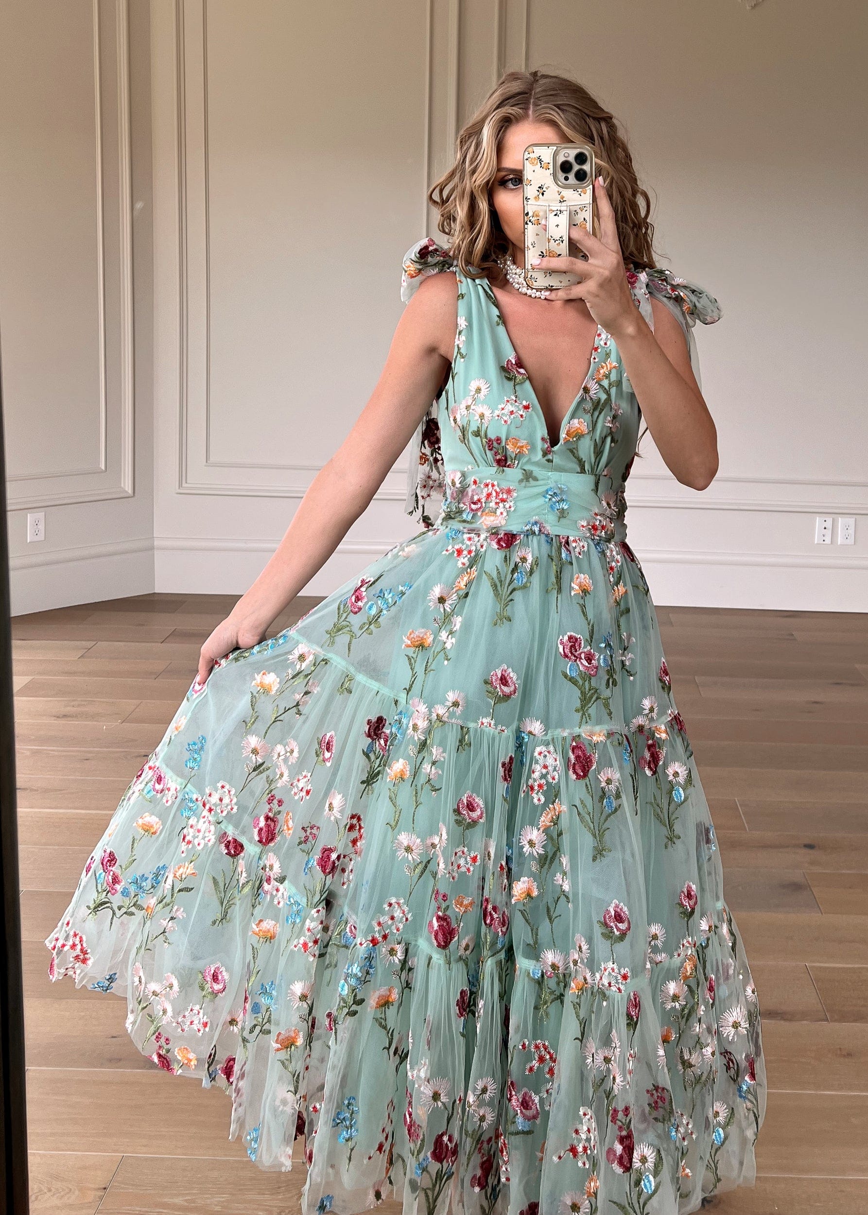 Margaret Floral Midi Dress Green - Image 3