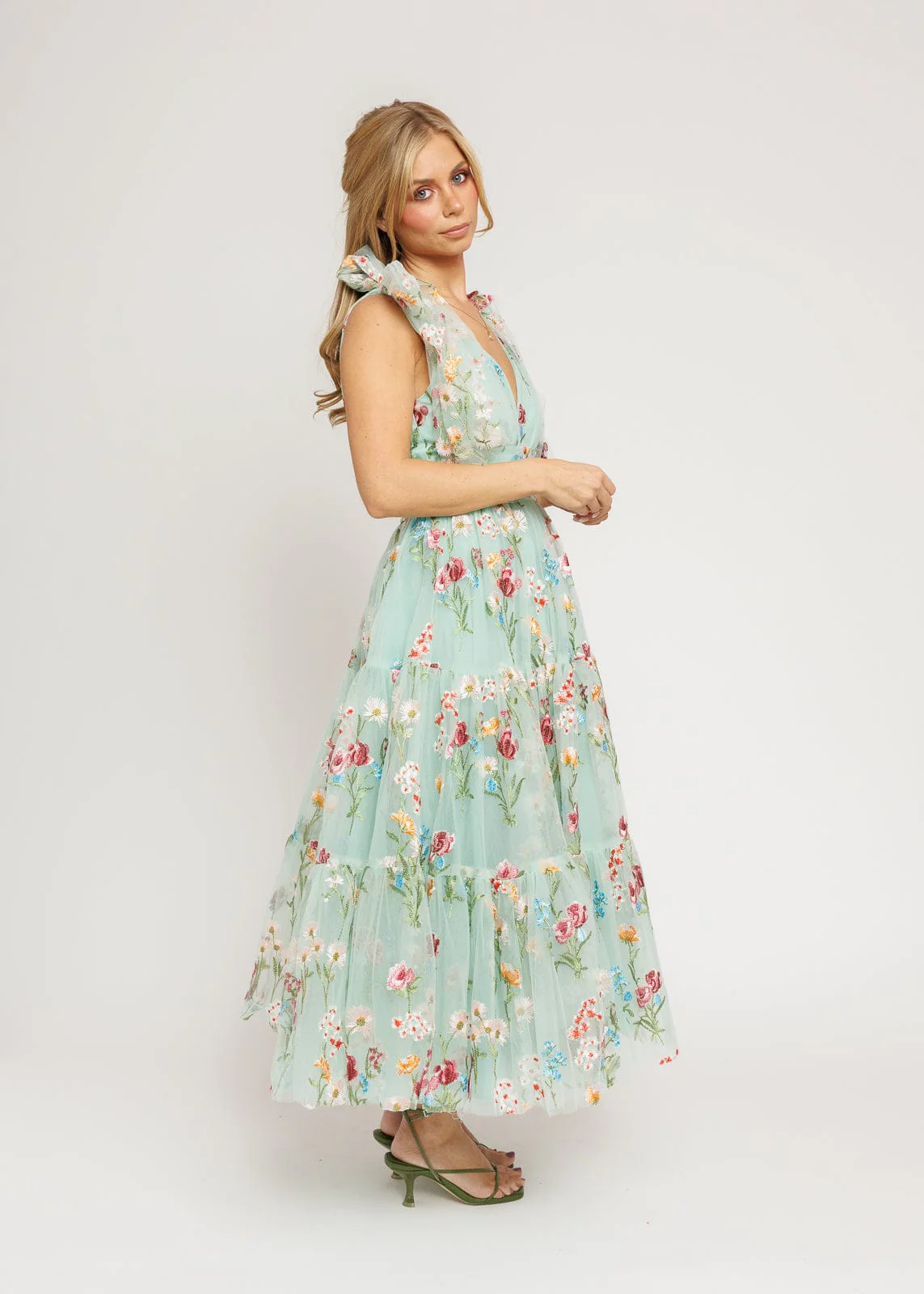 Margaret Floral Midi Dress Green - Image 4