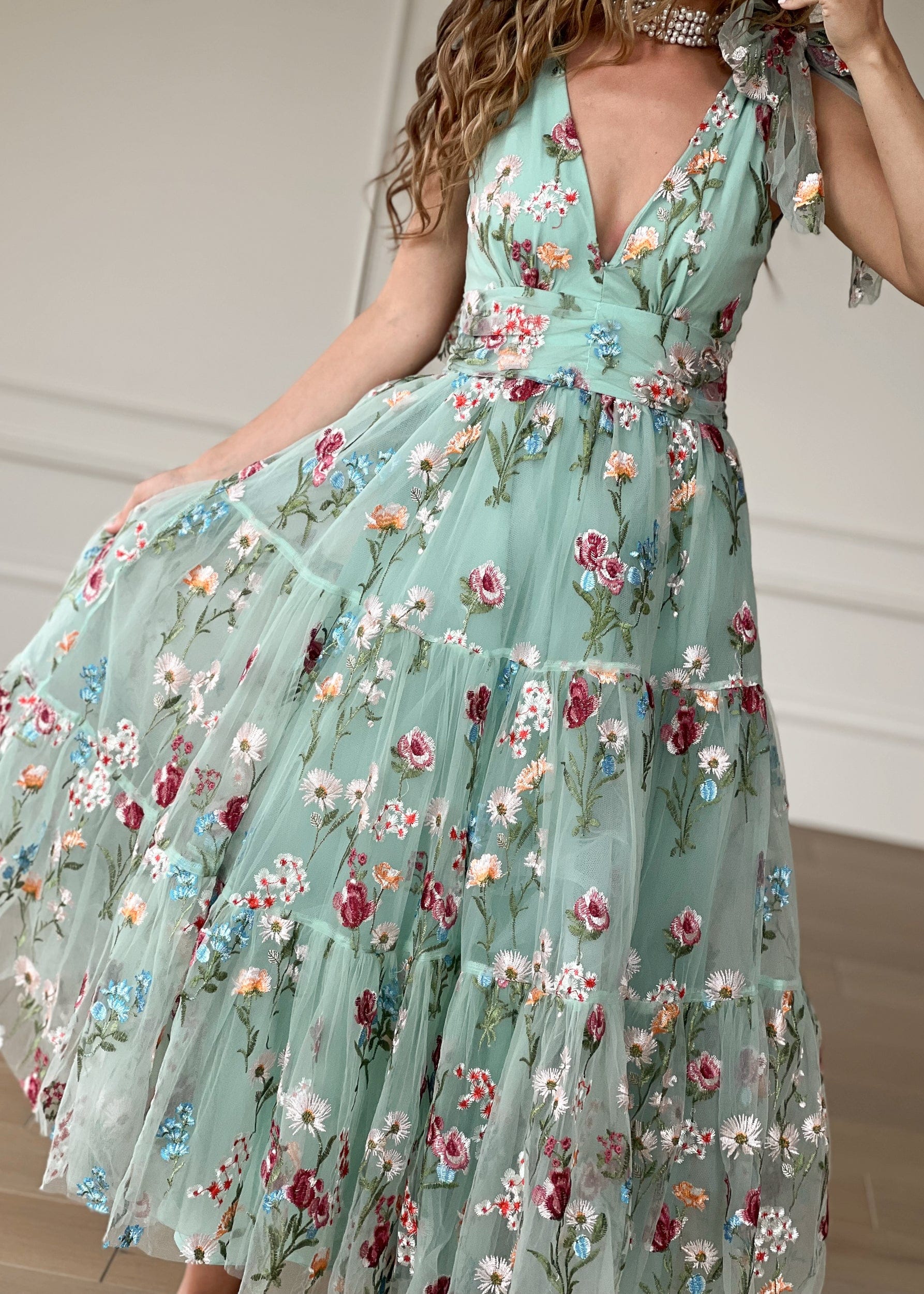 Margaret Floral Midi Dress Green - Image 6