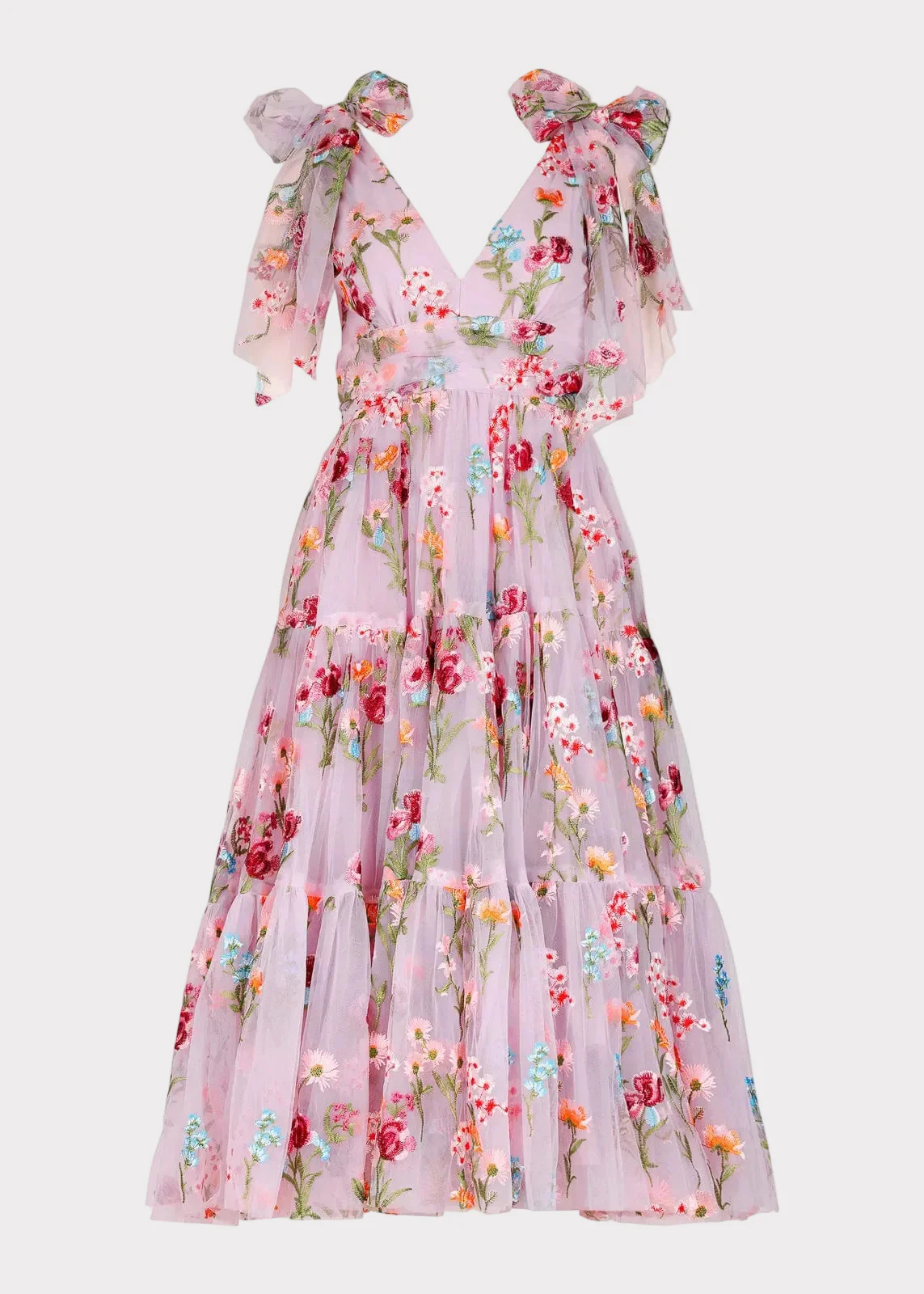 Margaret Floral Embroidered Midi Dress Pink - Image 2