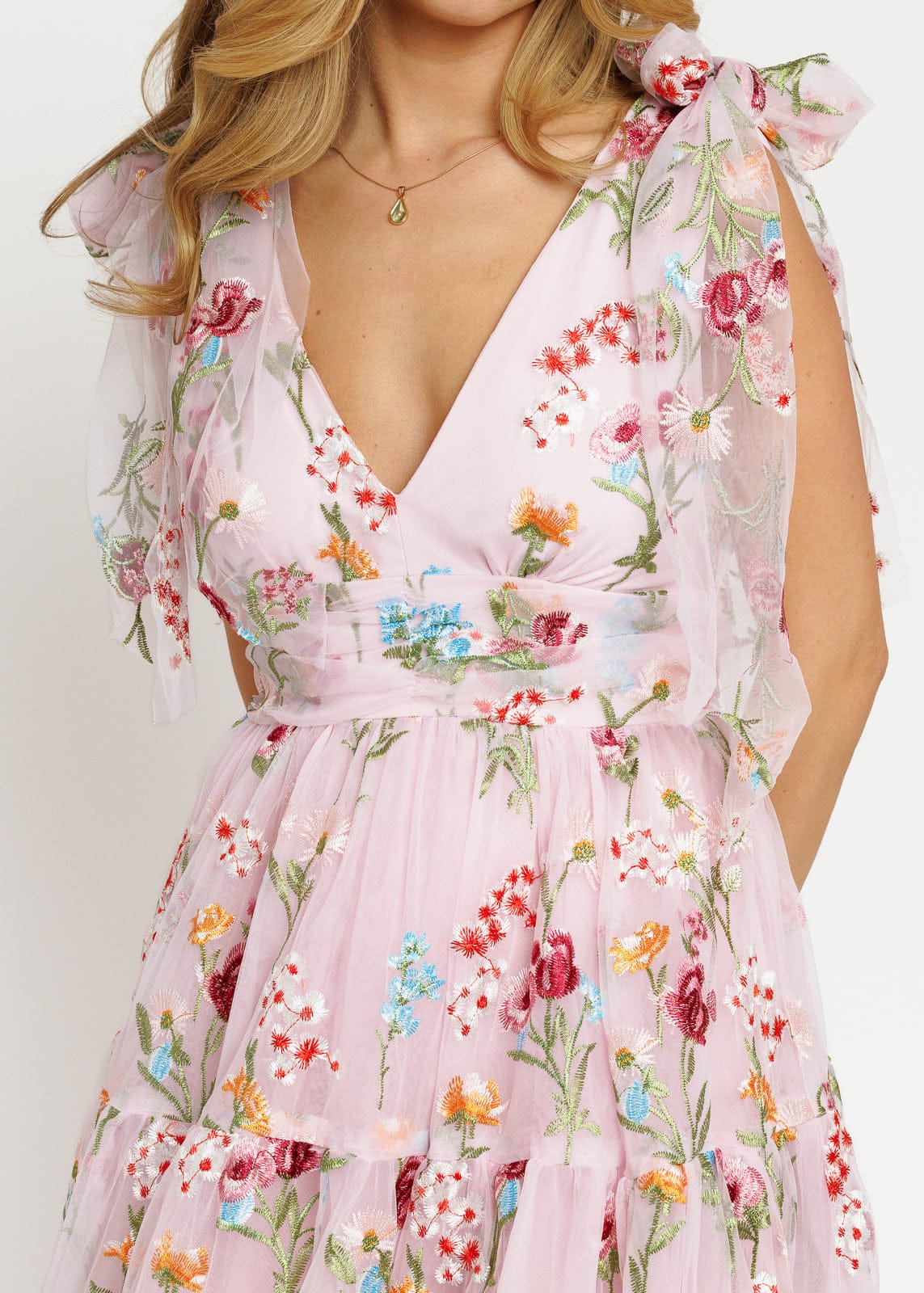 Margaret Floral Embroidered Midi Dress Pink - Image 7