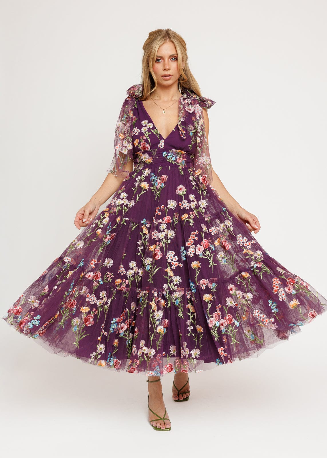 Margaret Floral Midi Dress Purple - Image 5