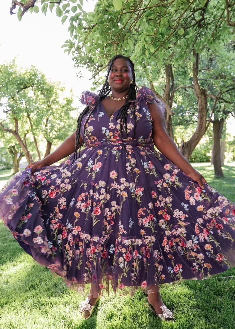 Margaret Floral Midi Dress Purple - Image 7