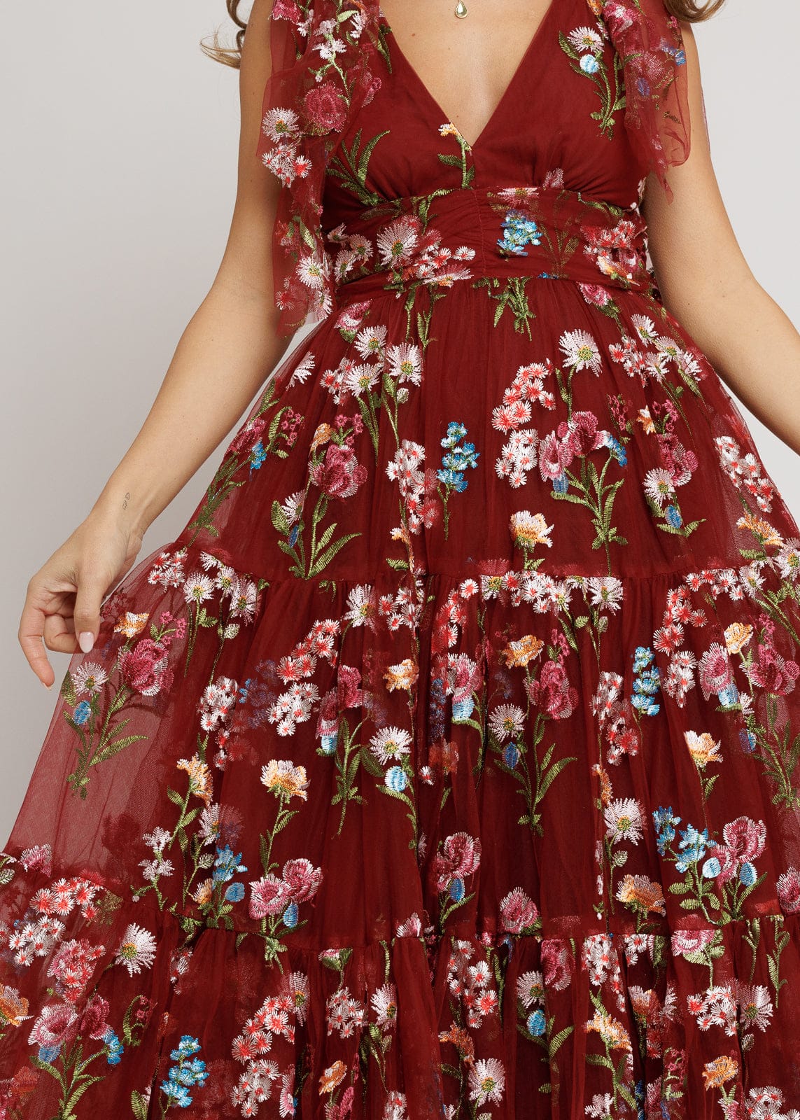 Margaret Floral Midi Dress Red - Image 4
