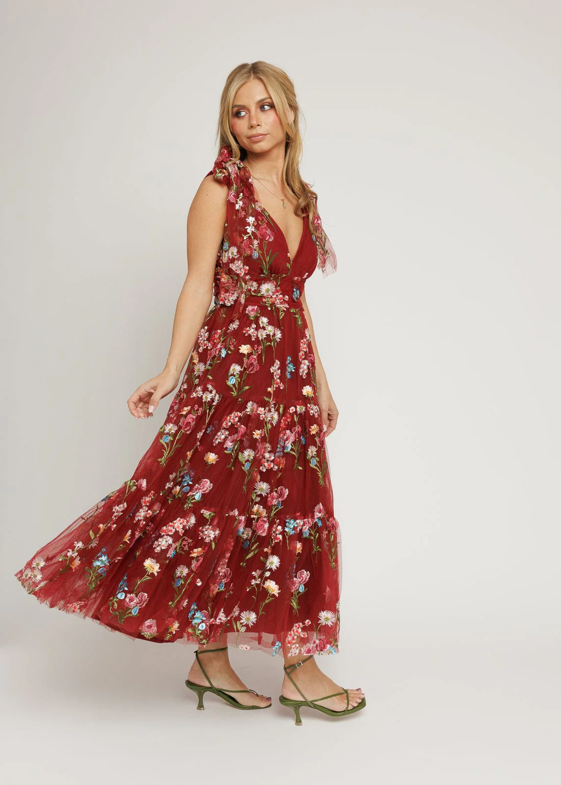 Margaret Floral Midi Dress Red - Image 8