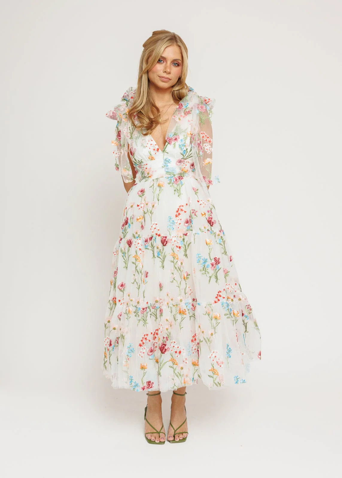 Margaret Floral Midi Dress White - Image 2