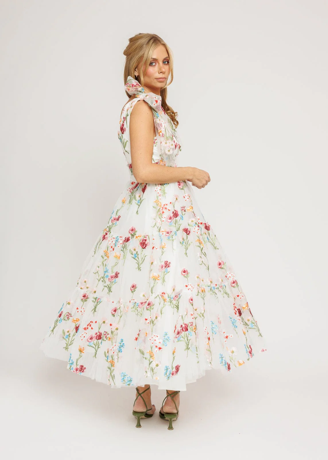 Margaret Floral Midi Dress White - Image 4