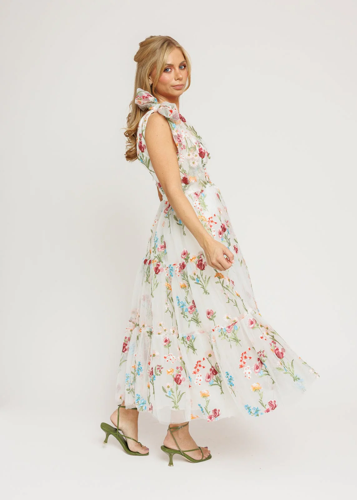 Margaret Floral Midi Dress White - Image 6
