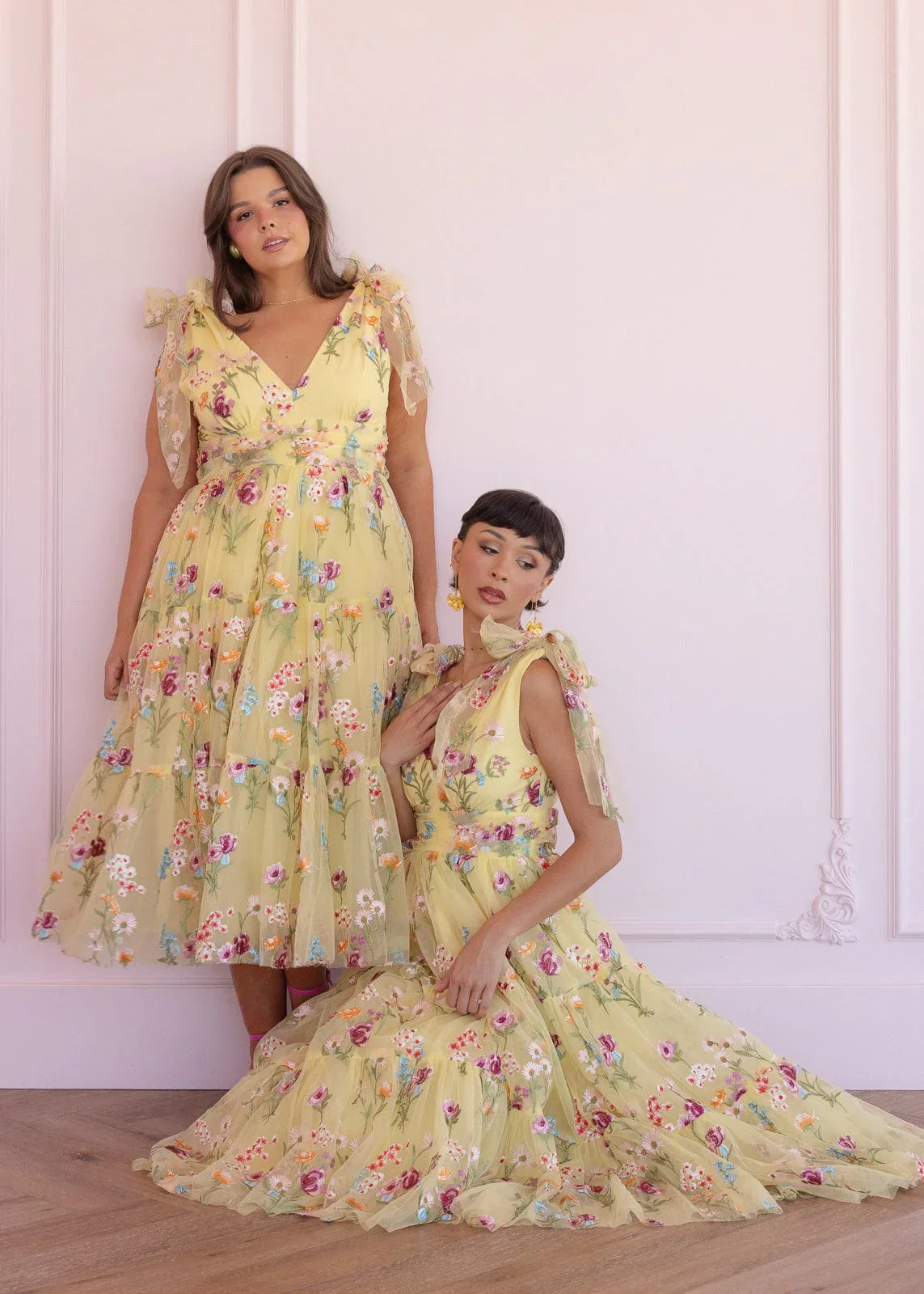 Margaret Floral Embroidered Midi Dress Yellow - Image 15