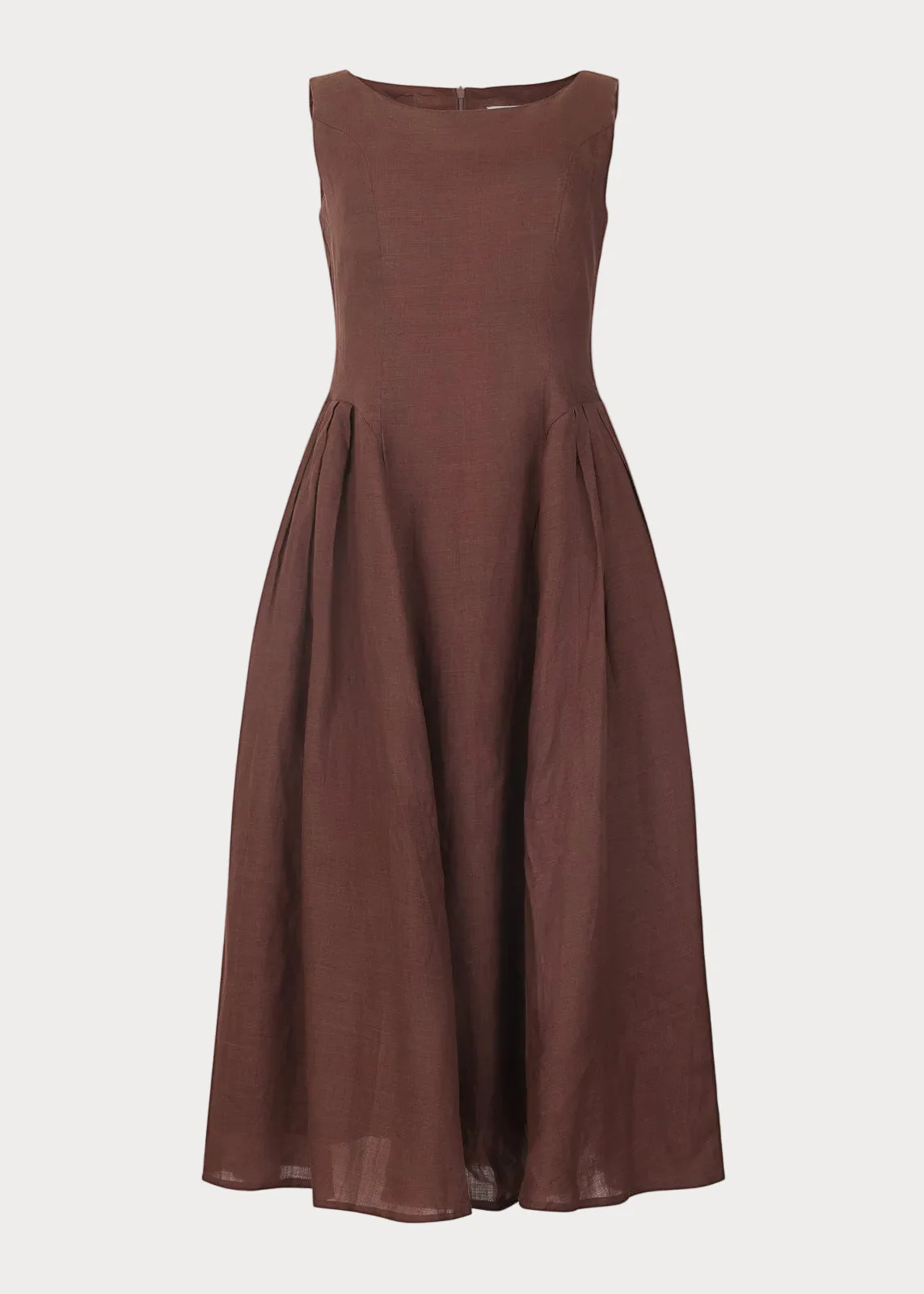 Miranda Midi Drop Waist Cotton Dress - Brown - Image 2