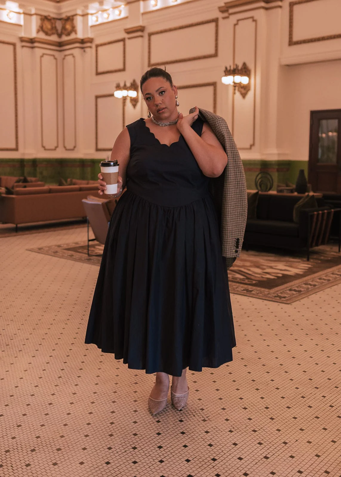 Nantucket Grove Scalloped Midi Work Dress - Navy - Image 9