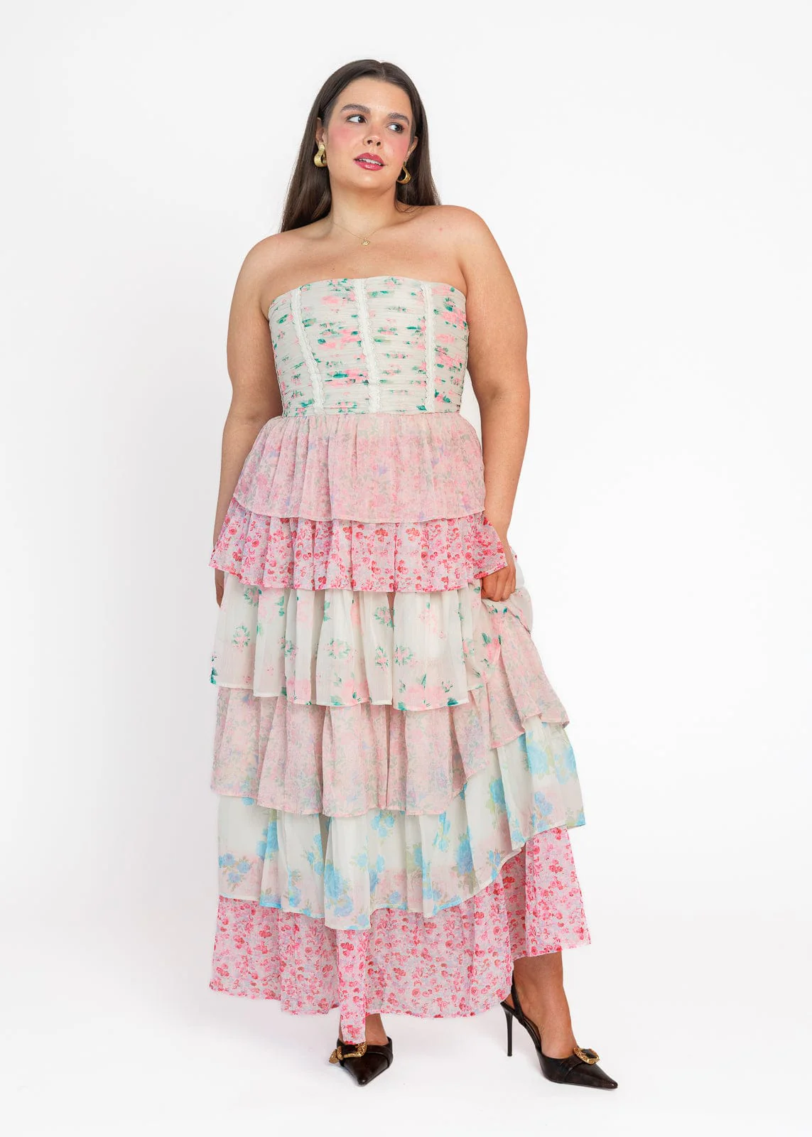 Rosemary Strapless Tiered Maxi Dress - Pink - Image 6