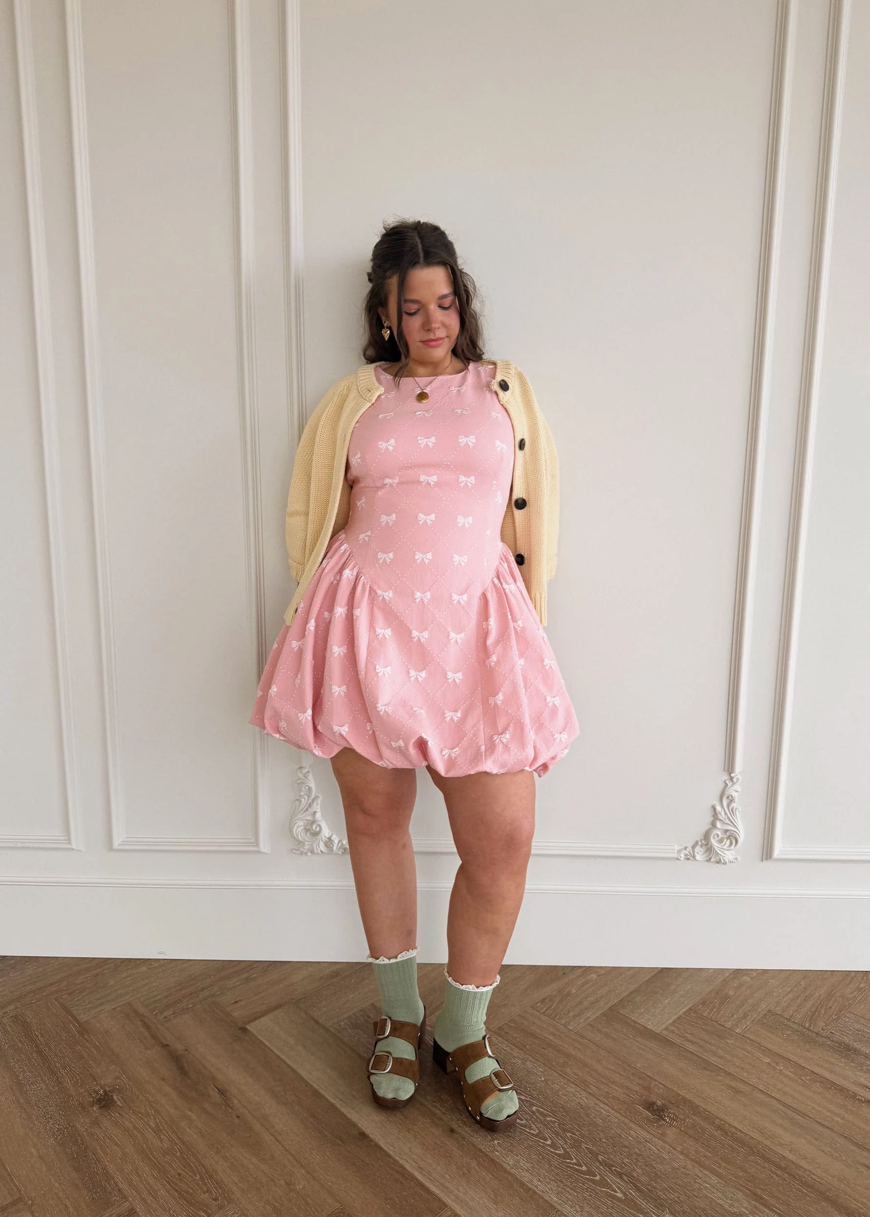 Scarlett Bubble Hem Mini Dress - Pink - Image 5
