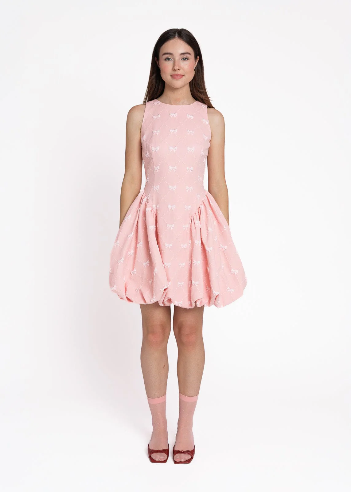 Scarlett Bubble Hem Mini Dress - Pink - Image 7