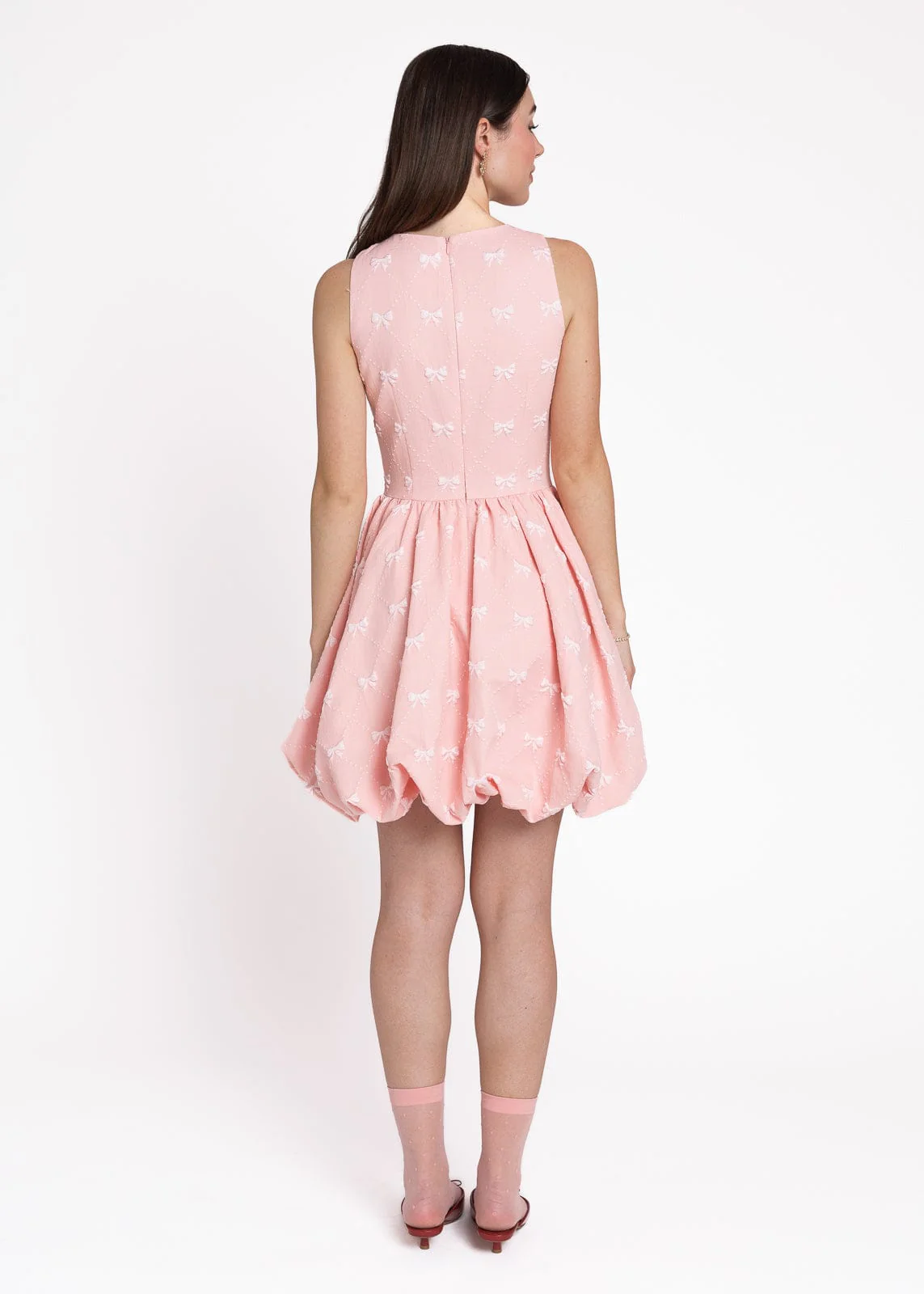 Scarlett Bubble Hem Mini Dress - Pink - Image 9