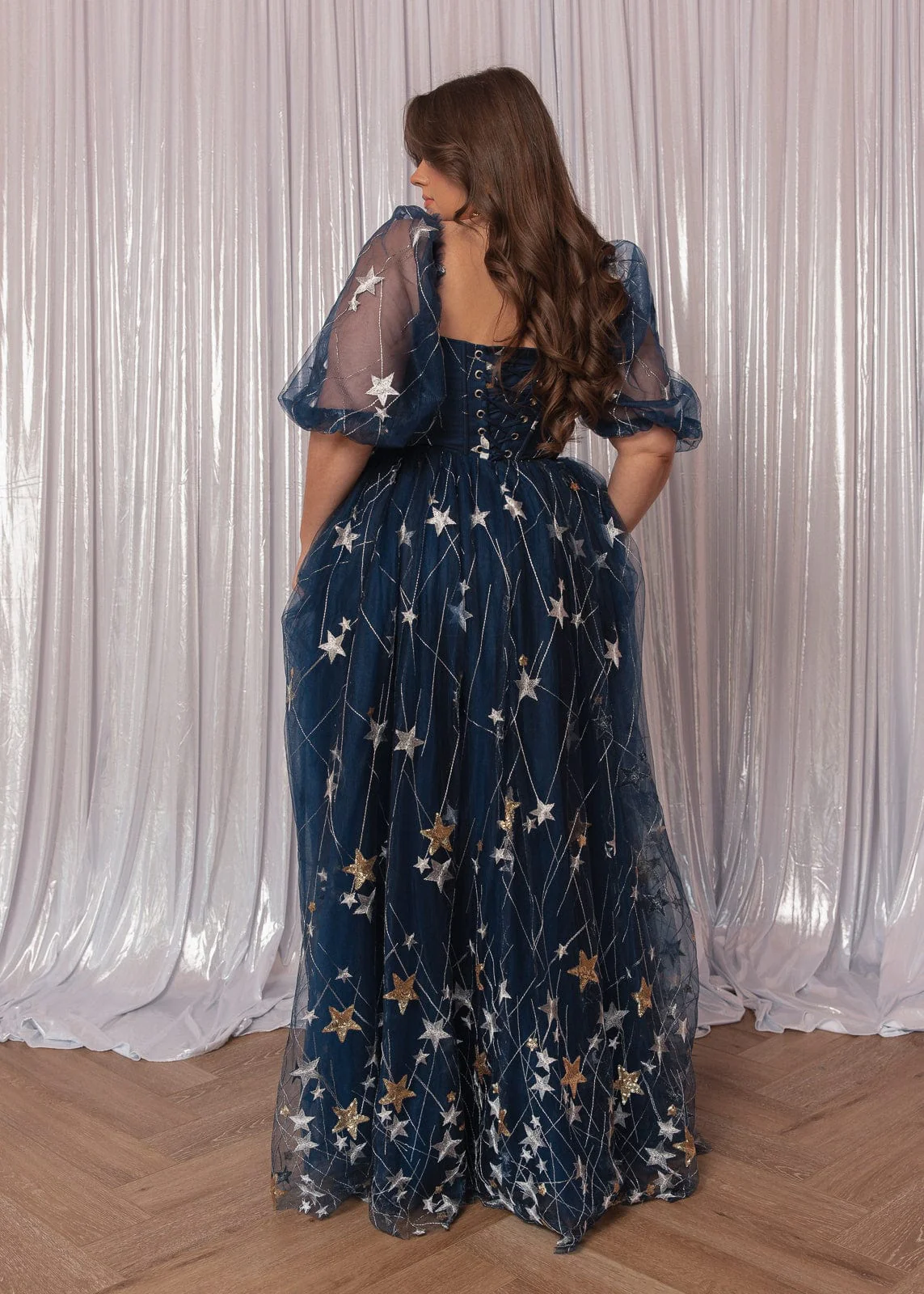 Starla Star Print Corset Maxi Dress - Navy - Image 8