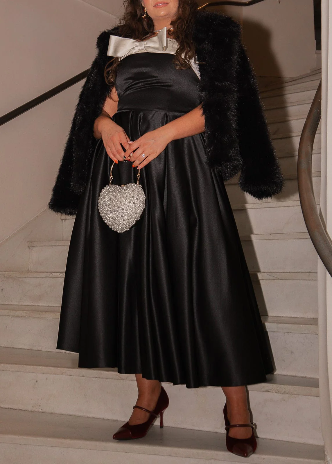 Sutton Satin Bow Strapless Dress - Black - Image 11